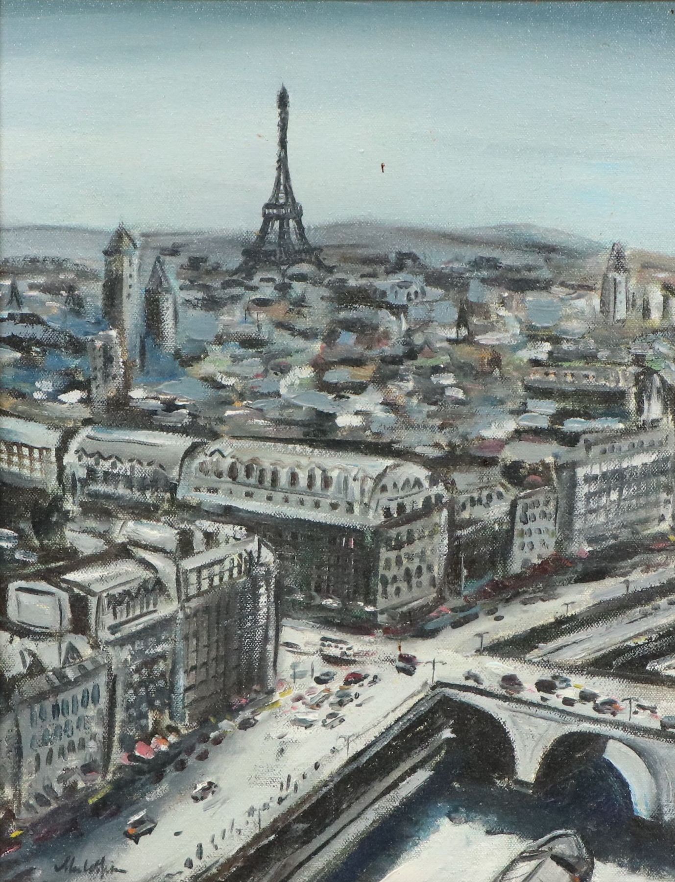 John Wilson Parisian Cityscape Oil Painting, Late 20th/21st Century