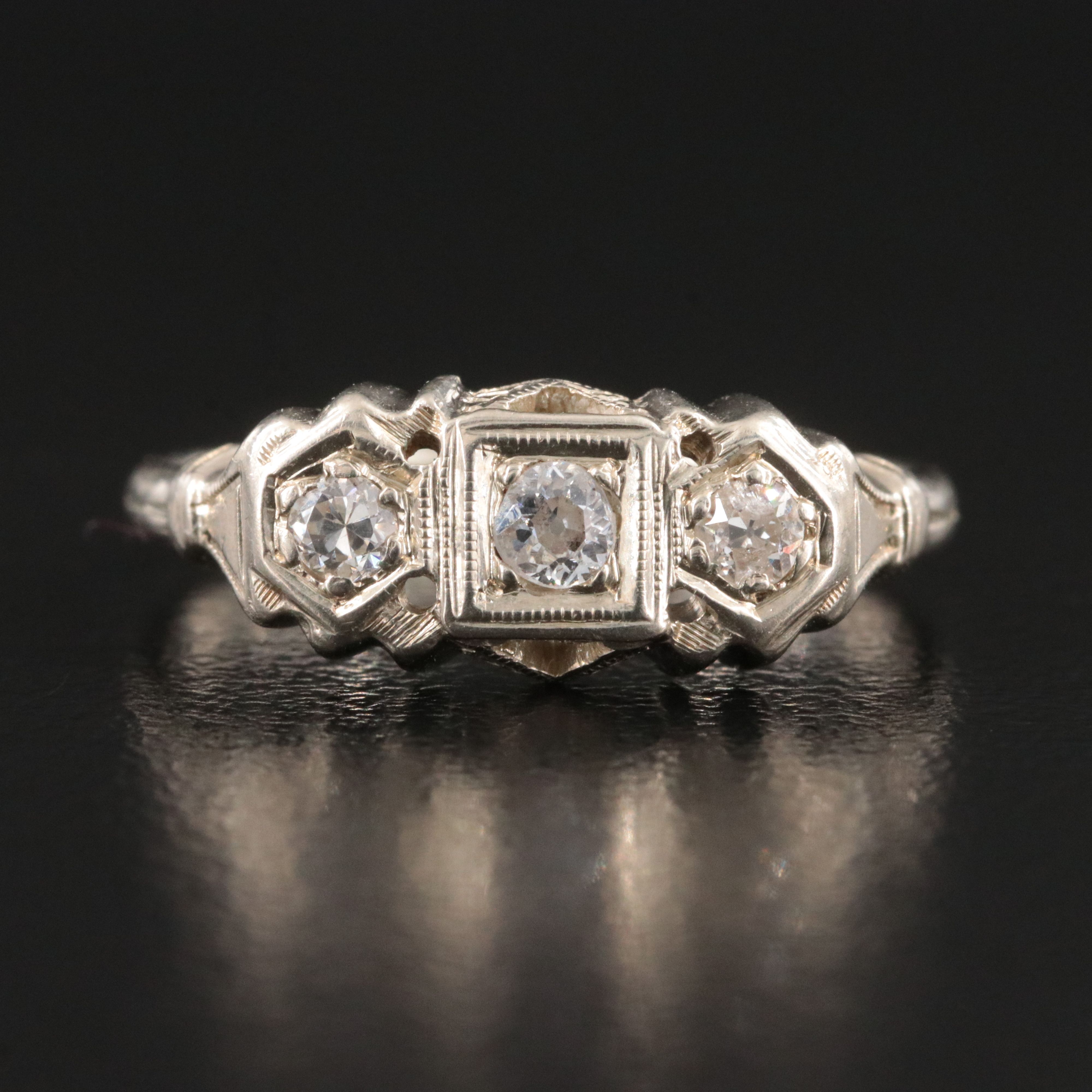 Art Deco 14K 0.16 CTW Diamond Ring