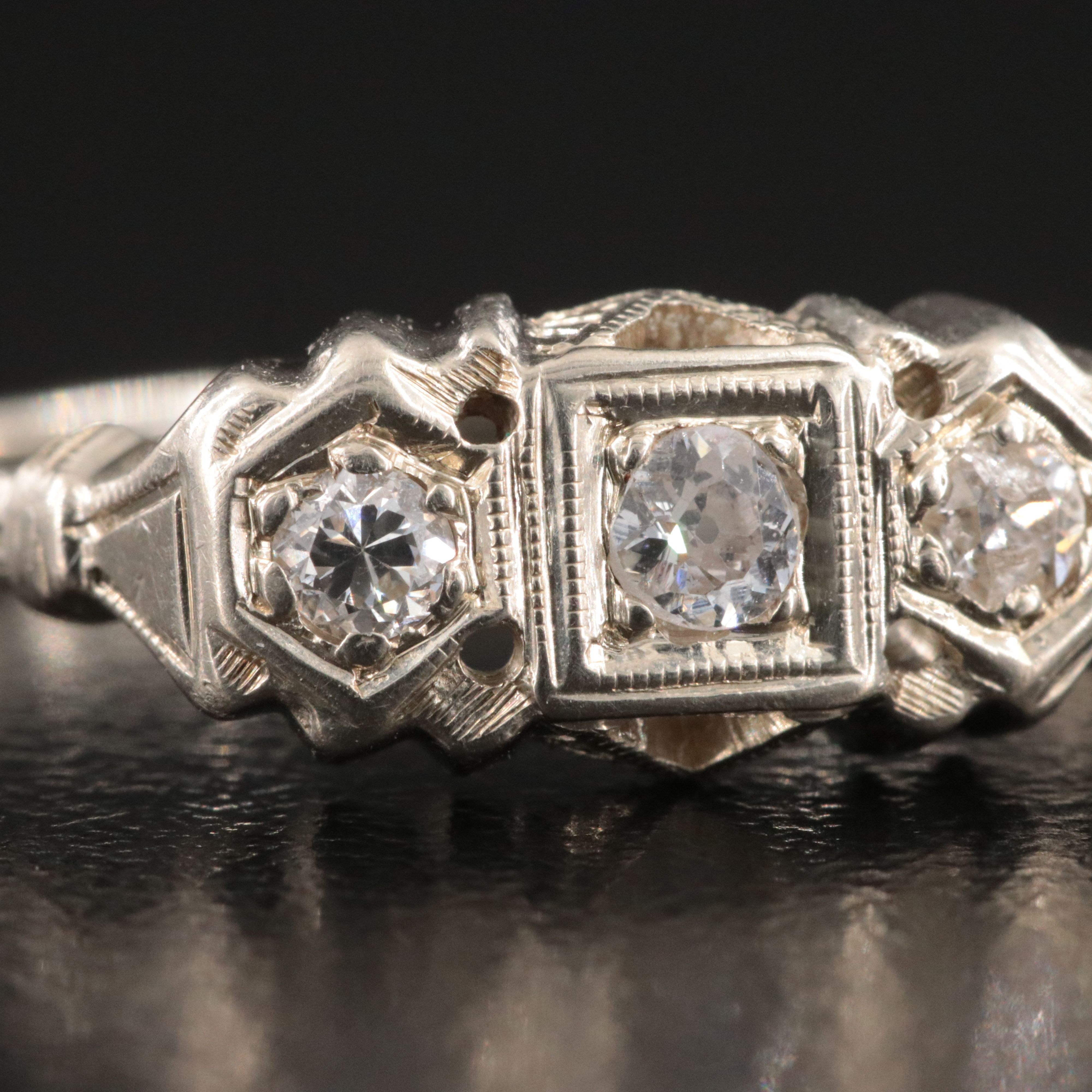 Art Deco 14K 0.16 CTW Diamond Ring