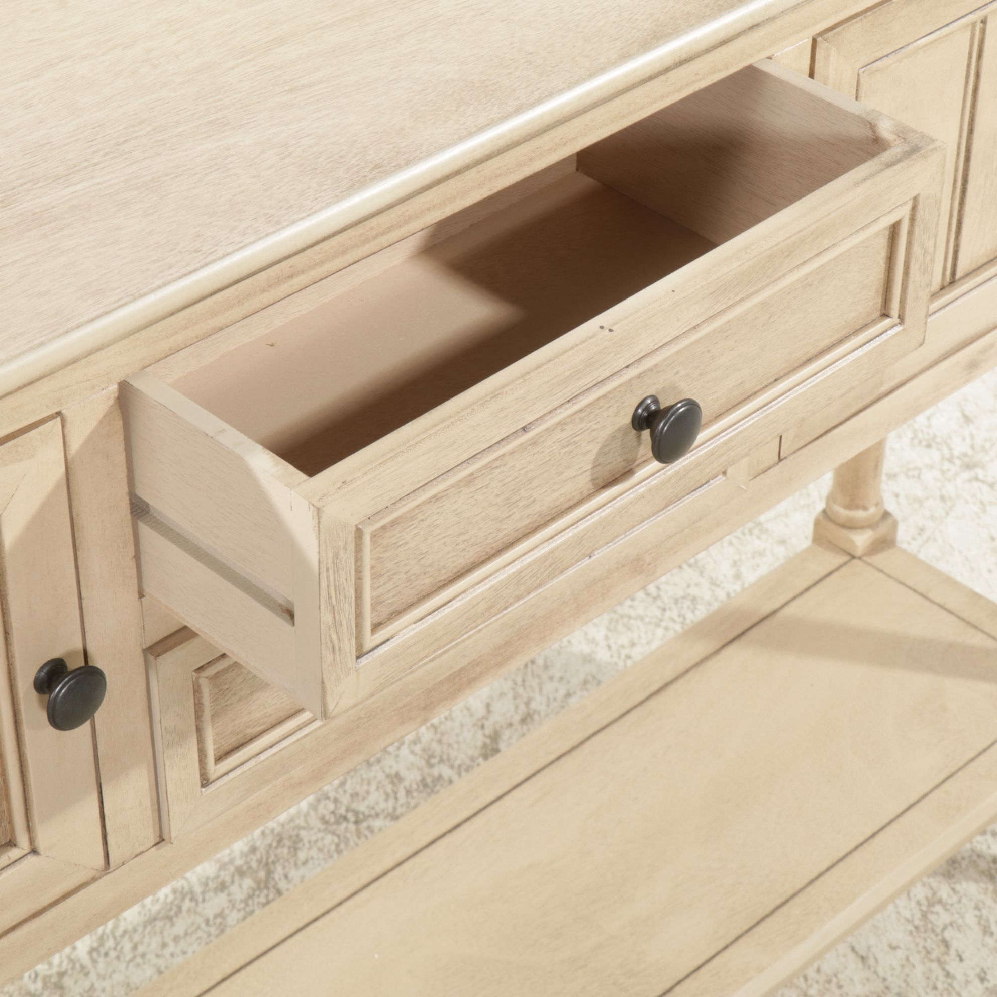 Wood Hall Table with Pickled Painted Finish, 21st Century