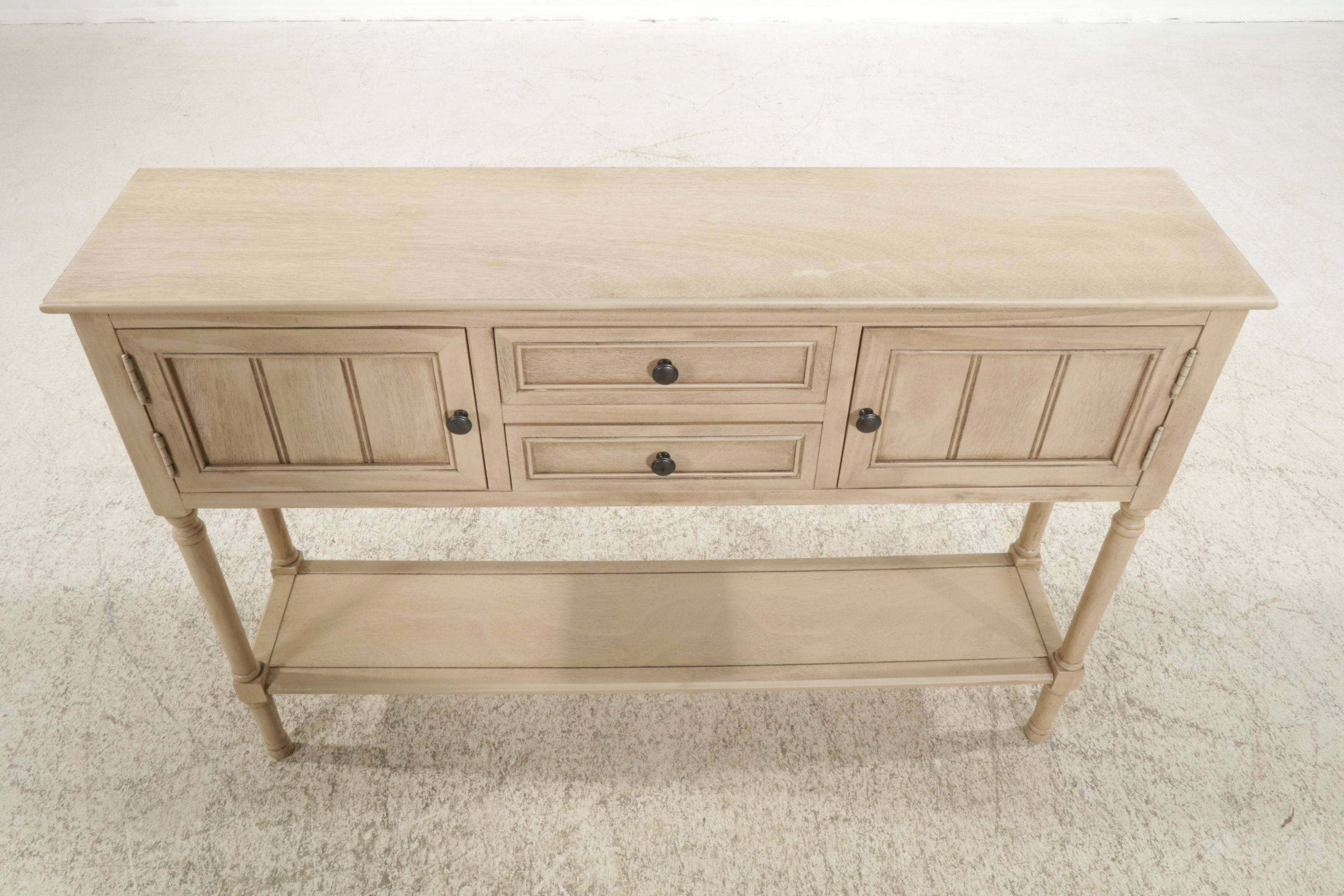 Wood Hall Table with Pickled Painted Finish, 21st Century