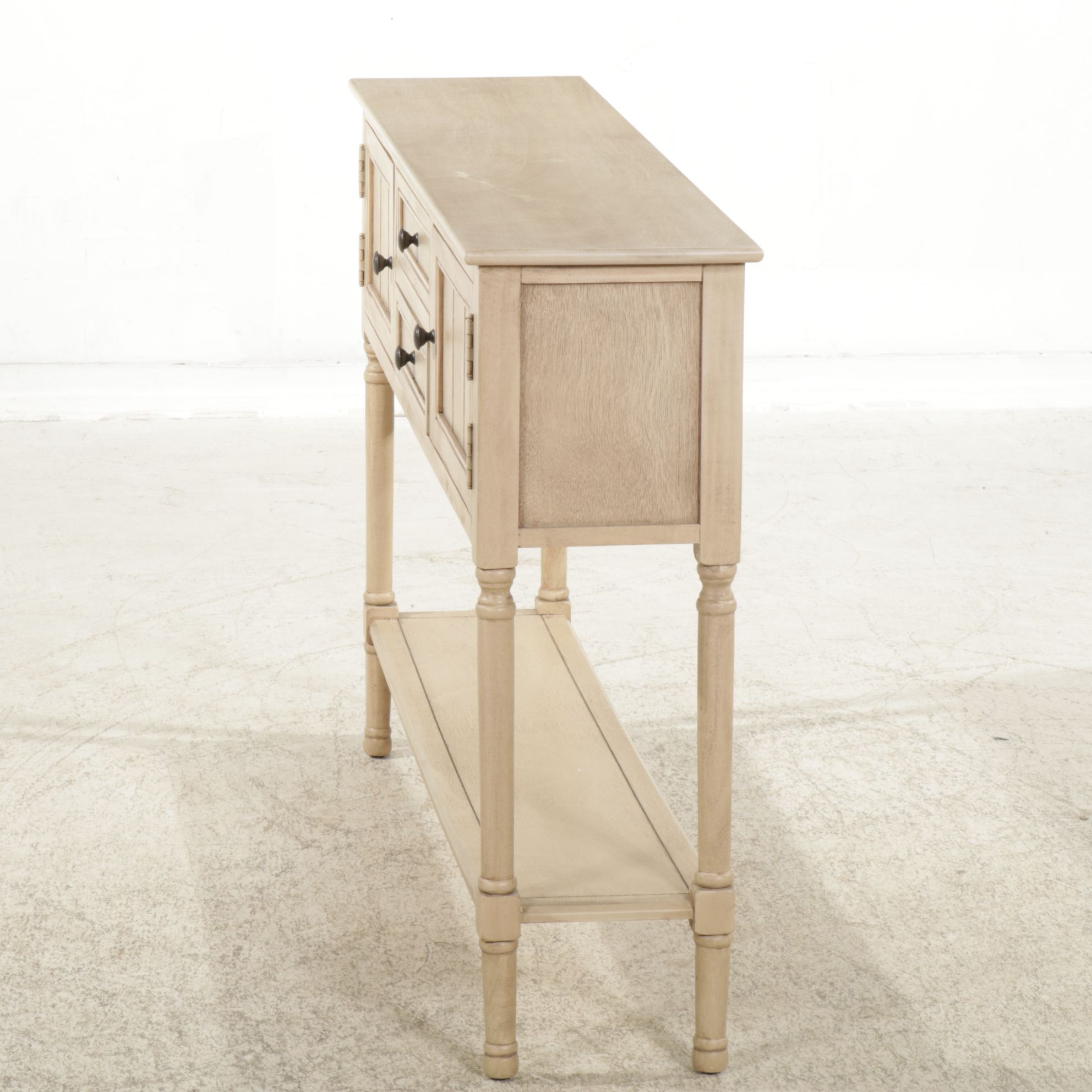 Wood Hall Table with Pickled Painted Finish, 21st Century