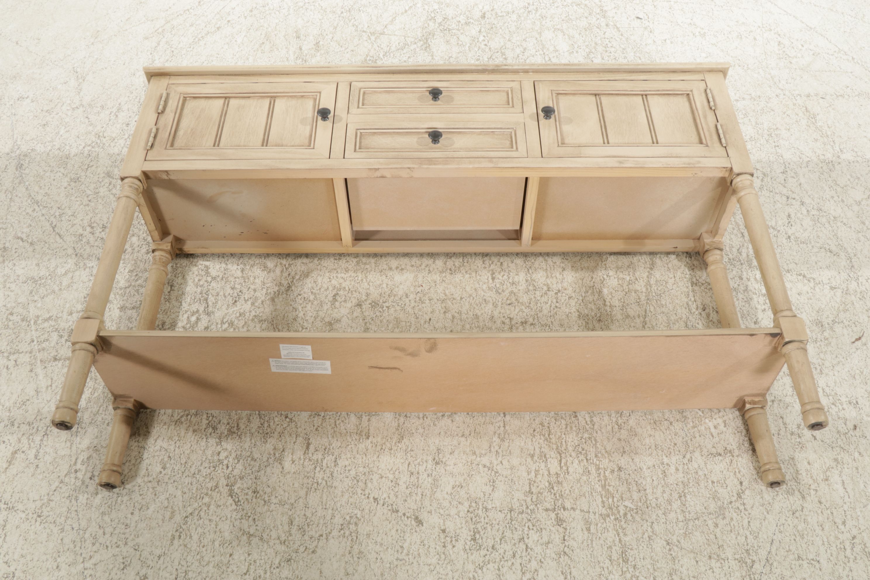 Wood Hall Table with Pickled Painted Finish, 21st Century