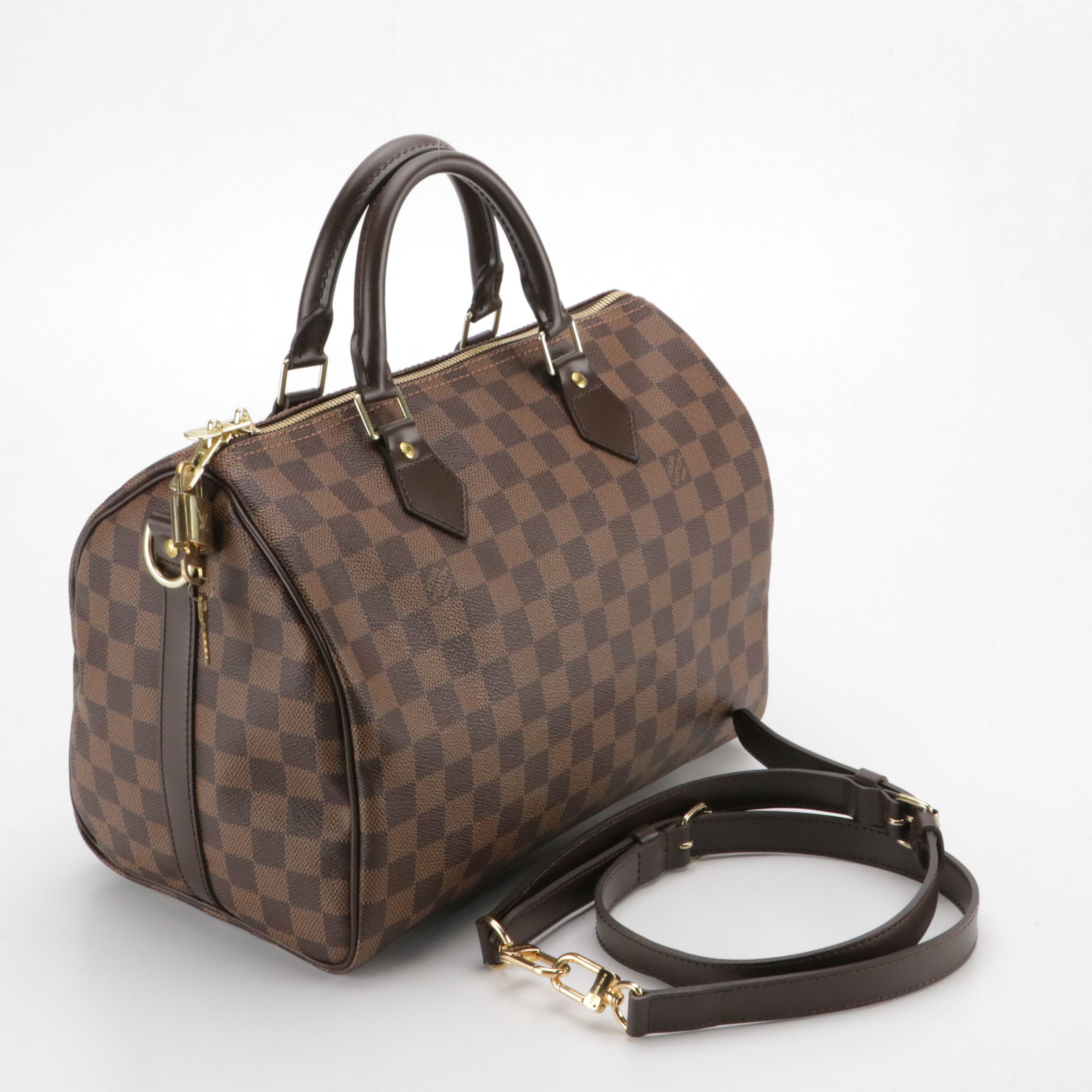 Louis Vuitton Speedy Bandoulière 30 Two-Way Bag in Damier Ebene Canvas & Leather