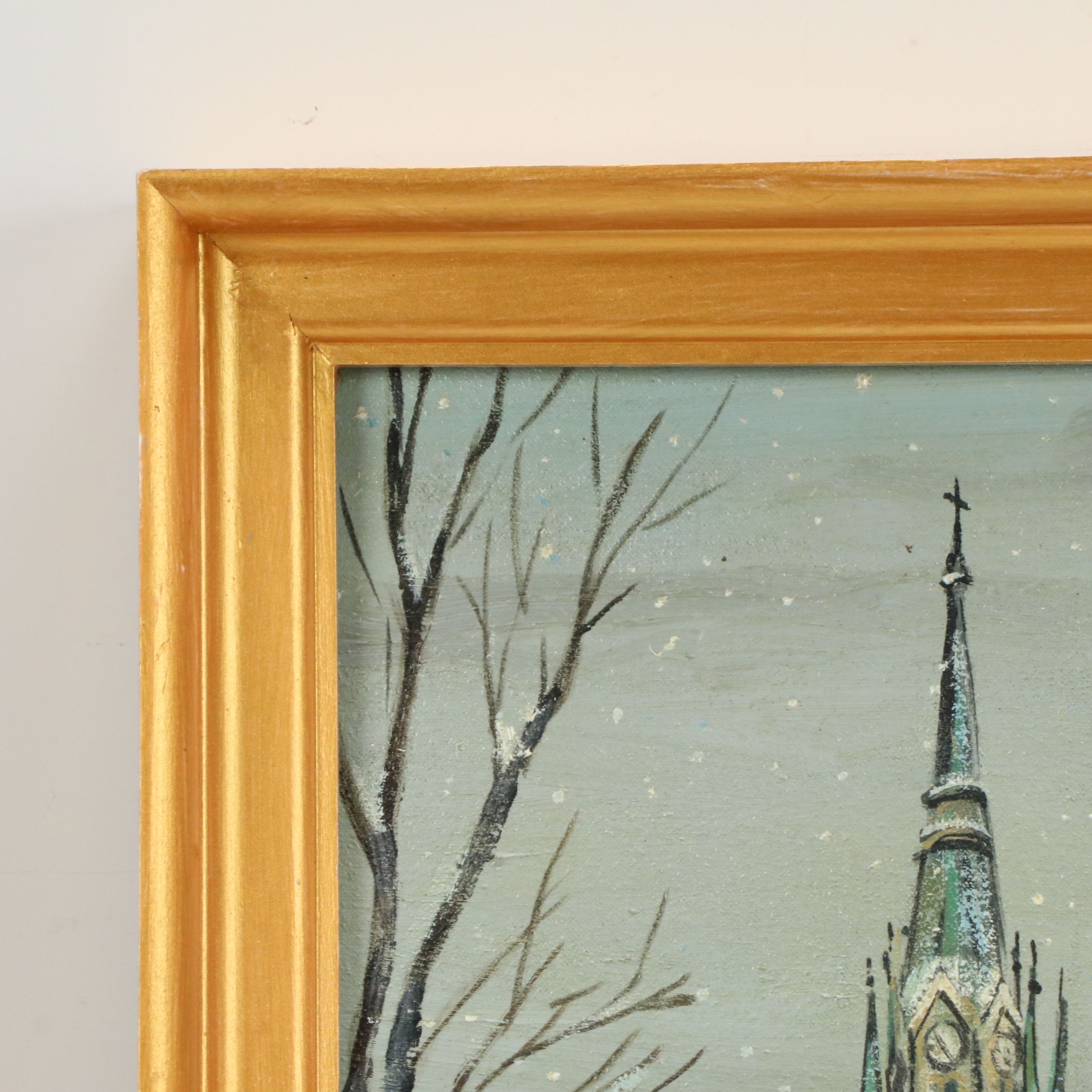 John Wilson Winter Cityscape Oil Painting, Late 20th/21st Century