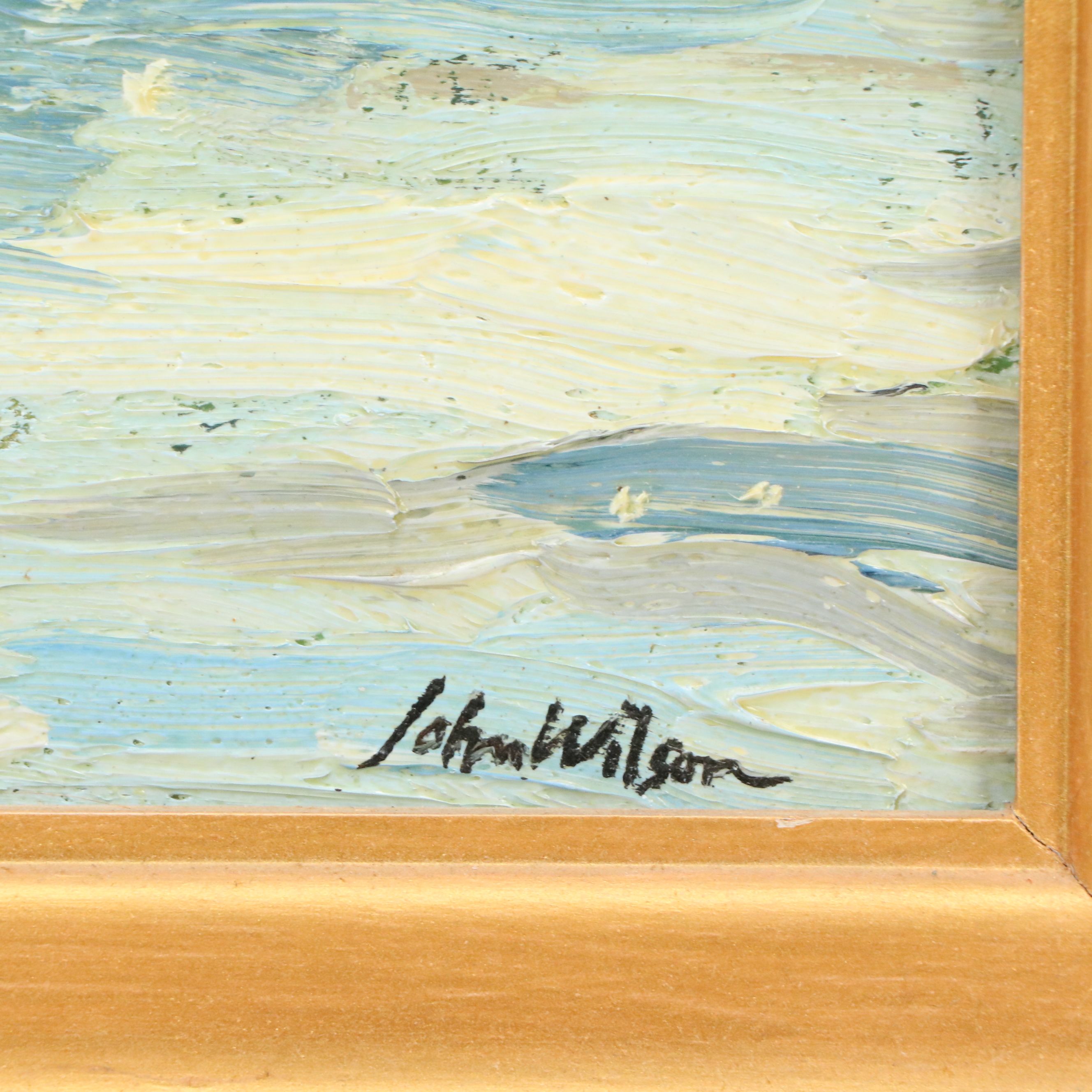 John Wilson Winter Cityscape Oil Painting, Late 20th/21st Century