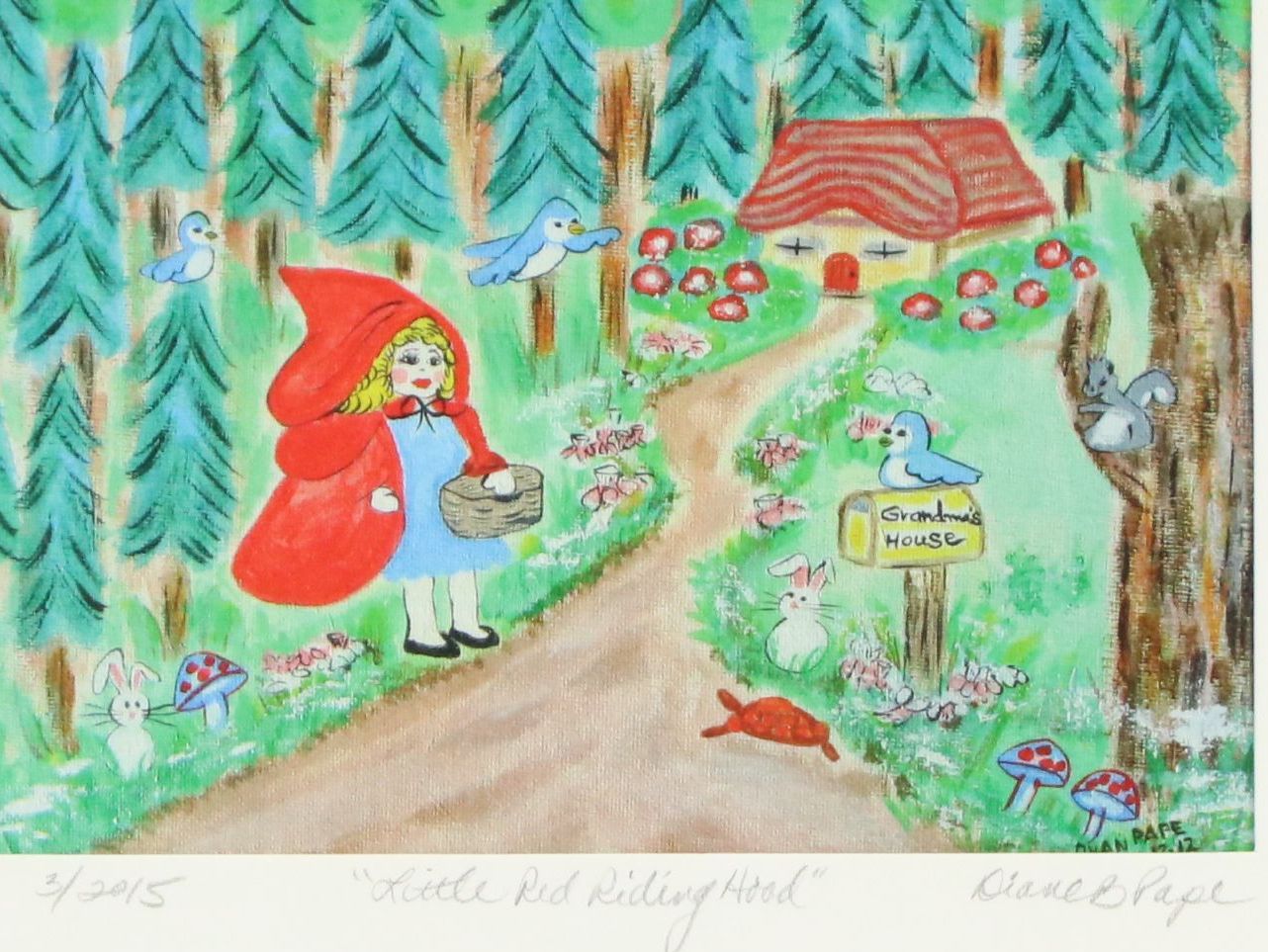 Diane Pape Offset Lithographs "Humpty's House" and "Little Red Riding Hood"
