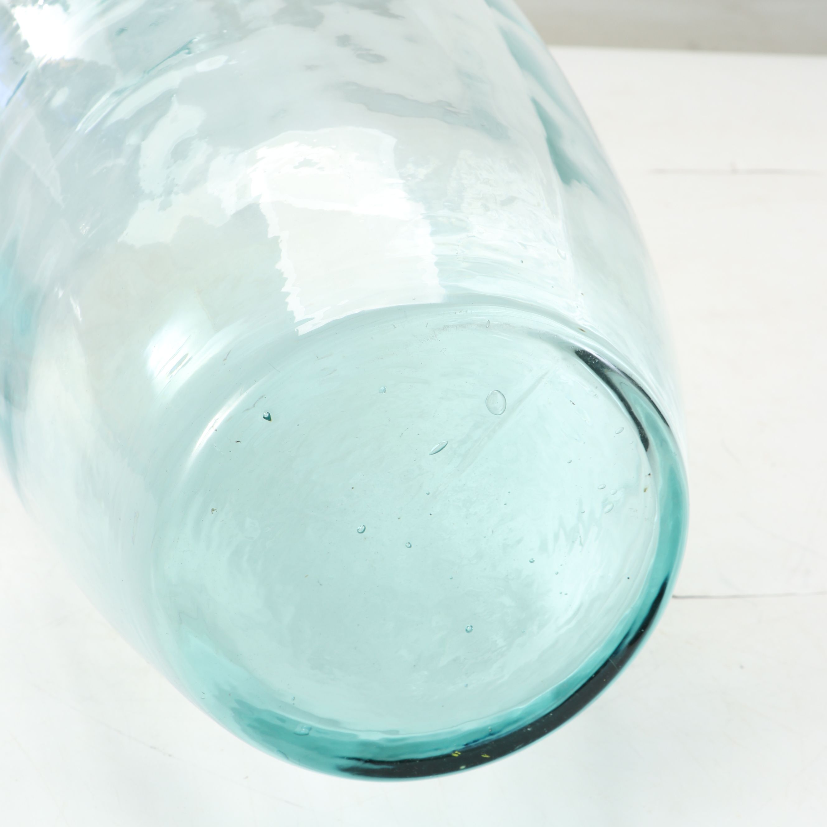 Seeded Cobalt Glass Vase with Other Molded Floor Vase