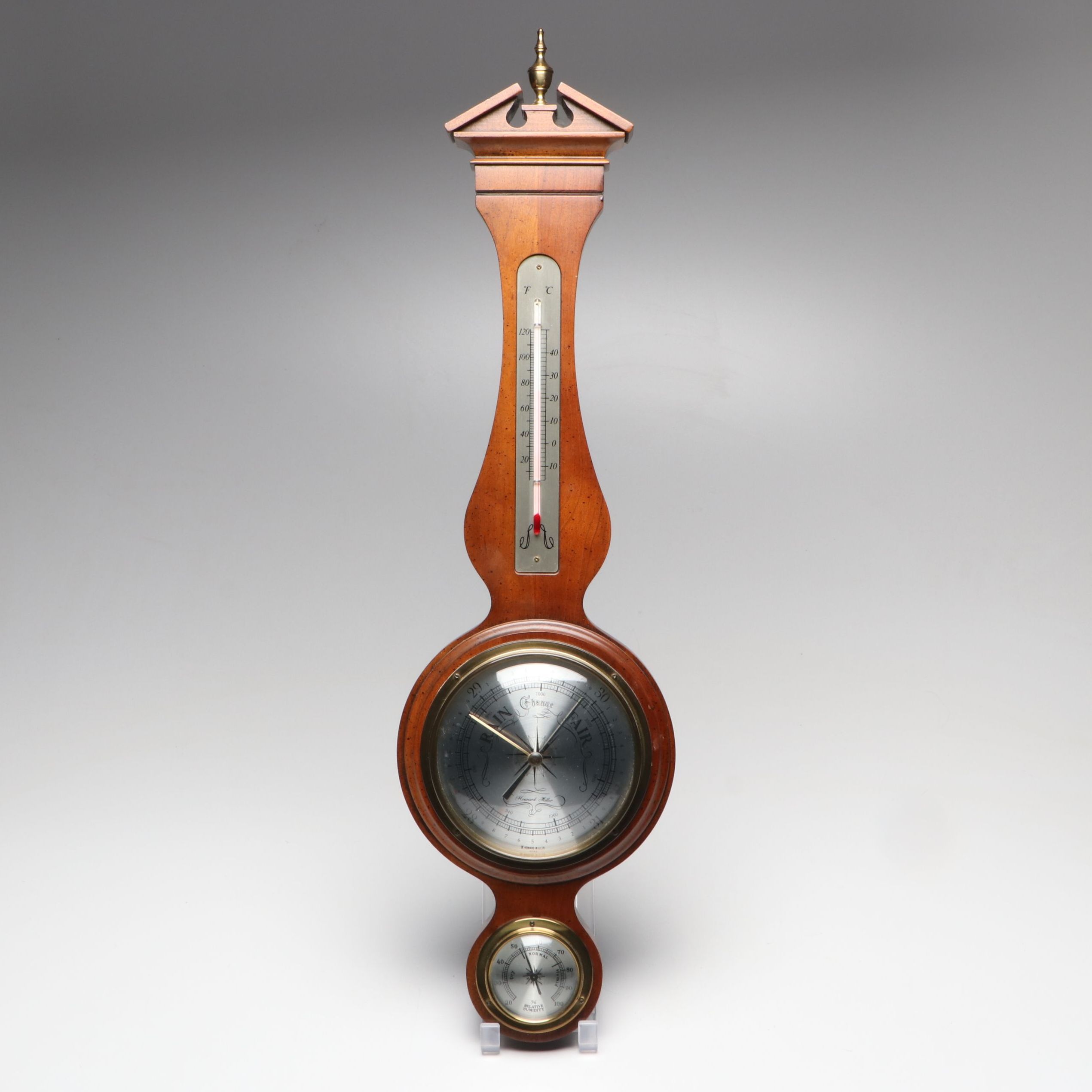 Howard Miller Wood Wall Mount Banjo Weather Station, Late 20th C.