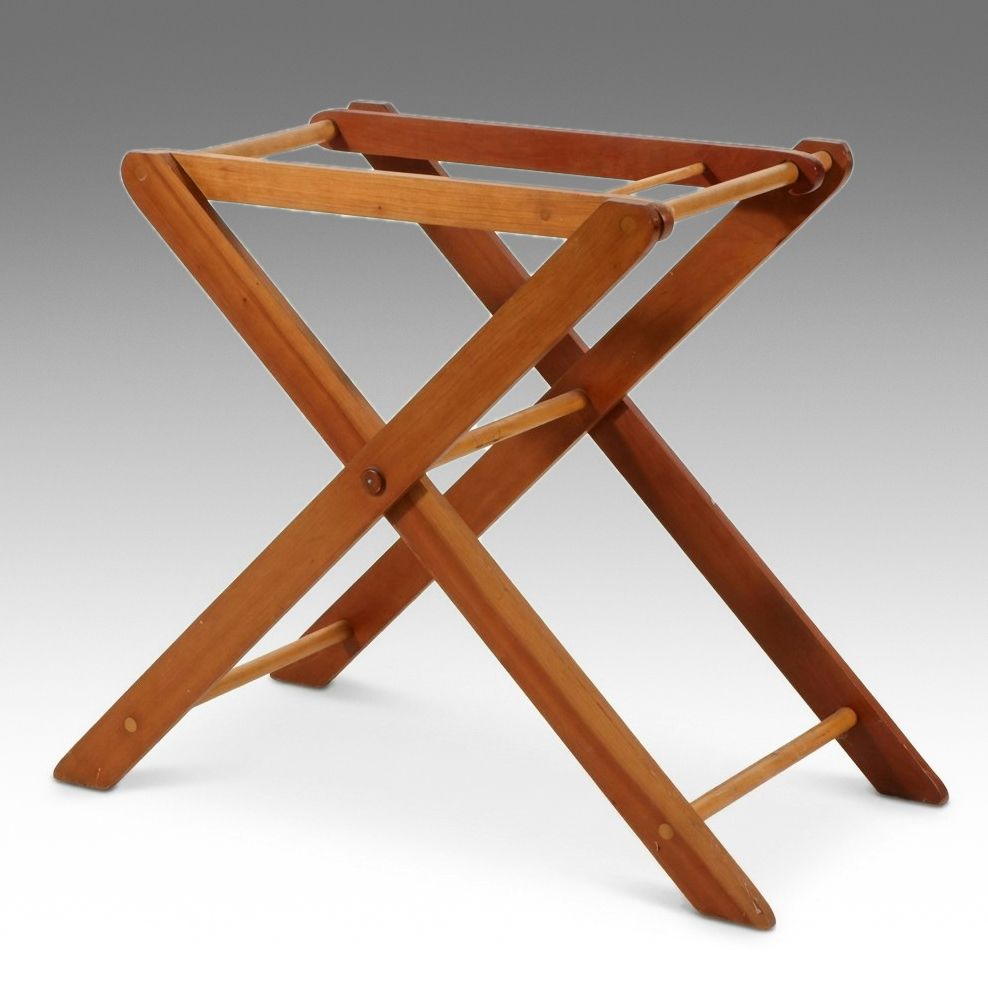Mid Century Modern Style Wood Folding Tray Stand or Luggage Rack