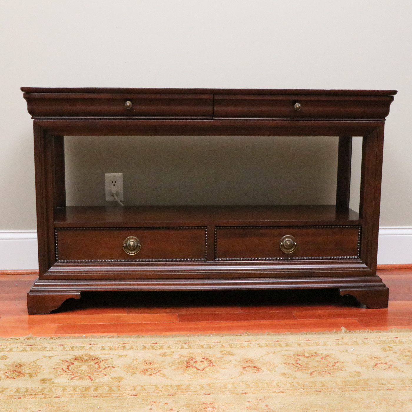 Georgian Style Mahogany Finish Console Table with Open Gallery