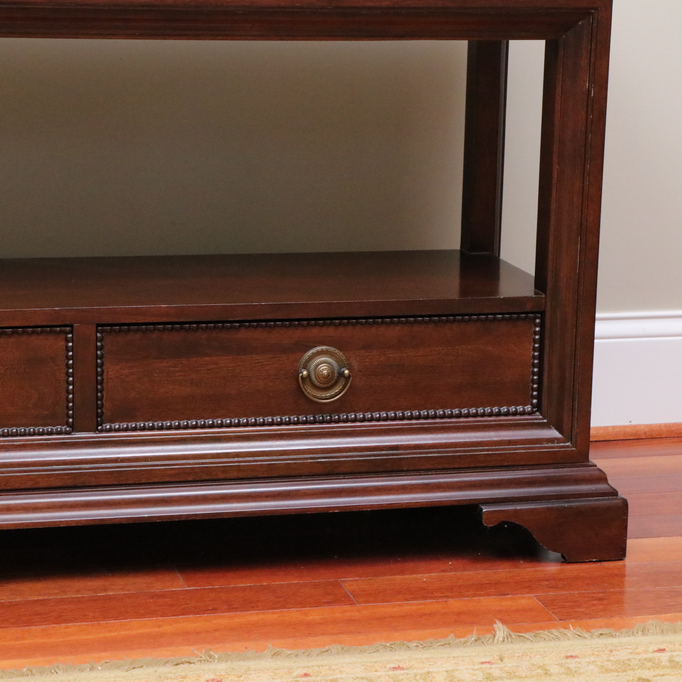 Georgian Style Mahogany Finish Console Table with Open Gallery