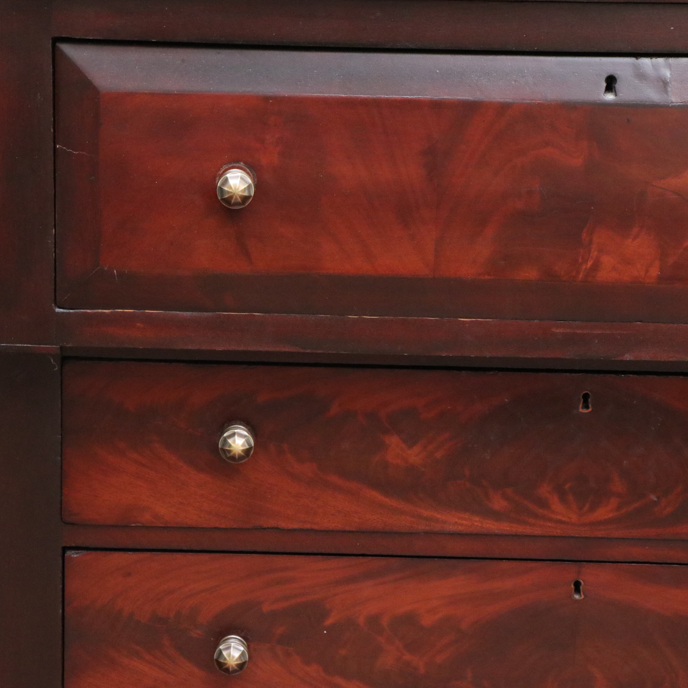 American Empire Flame Mahogany Four-Drawer Chest, 19th Century