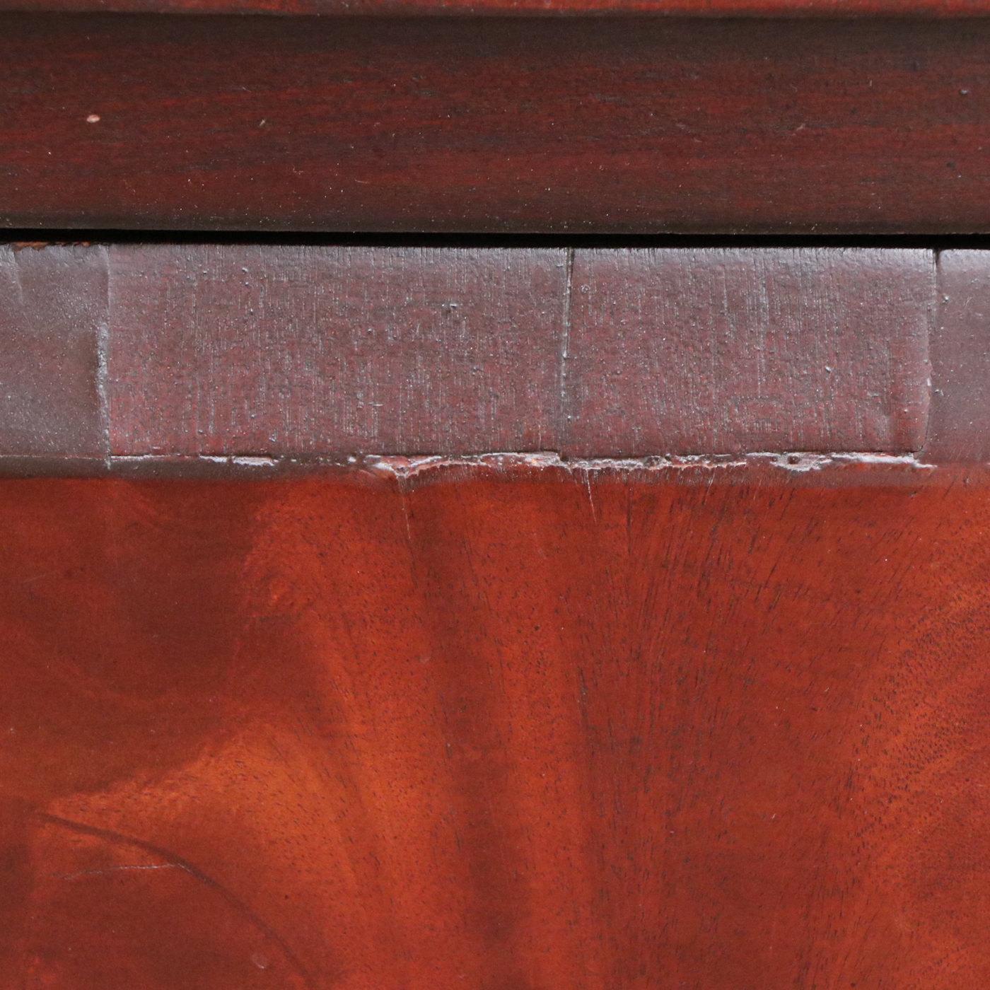 American Empire Flame Mahogany Four-Drawer Chest, 19th Century