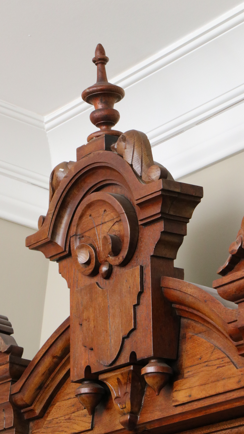 Victorian Walnut Renaissance Revival Pier Mirror with Marble Base, Late 19th C.