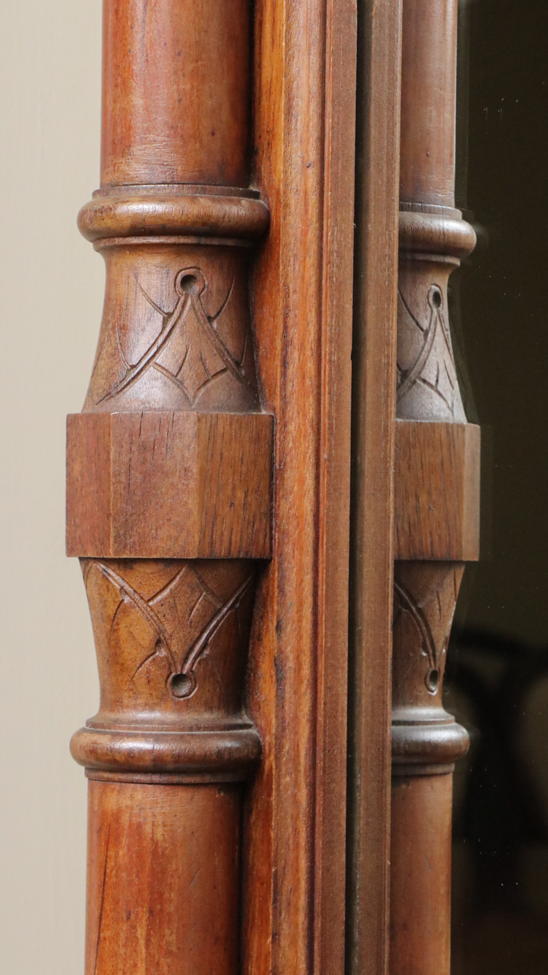 Victorian Walnut Renaissance Revival Pier Mirror with Marble Base, Late 19th C.