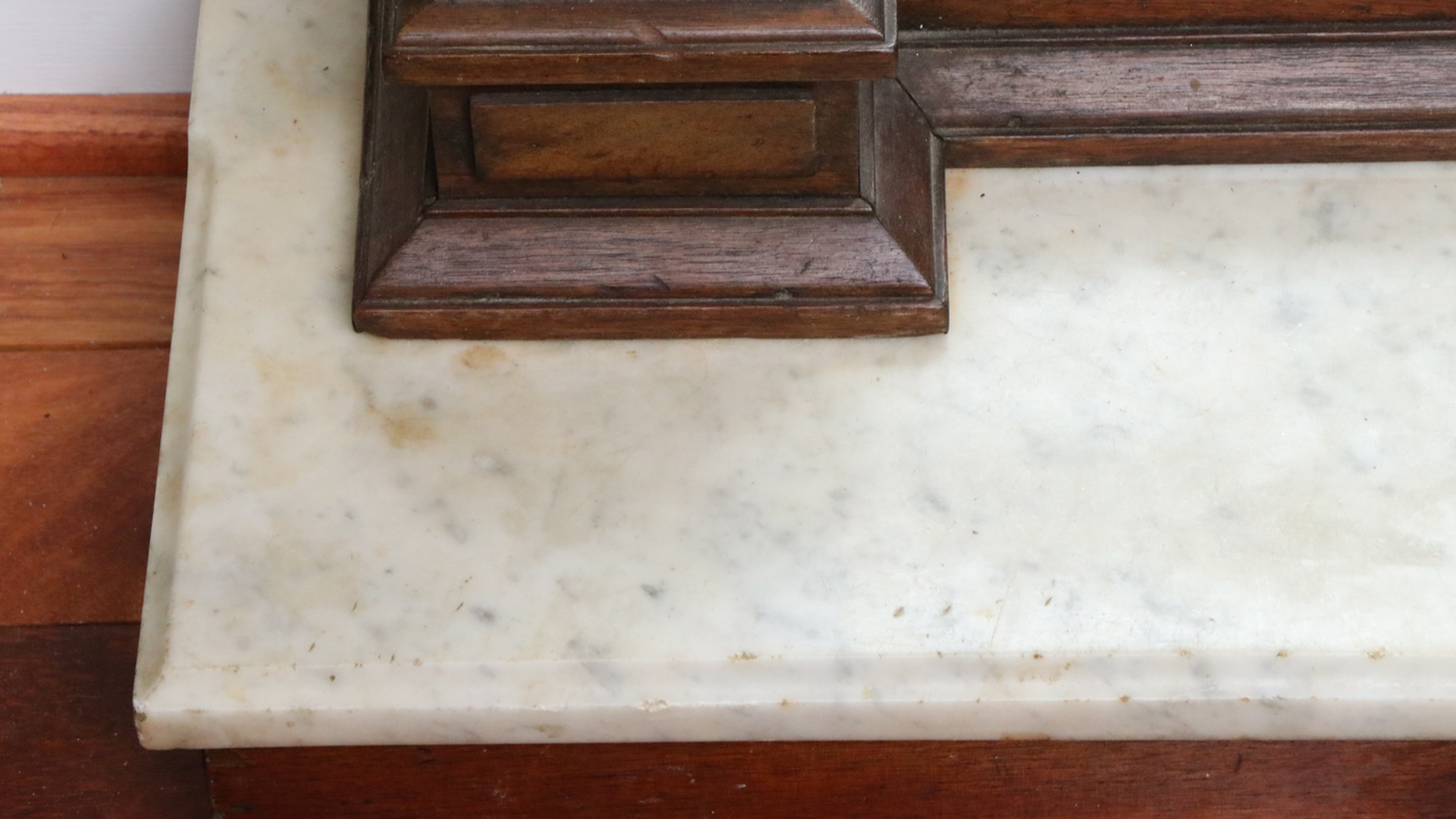 Victorian Walnut Renaissance Revival Pier Mirror with Marble Base, Late 19th C.