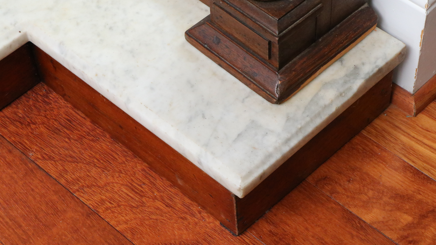 Victorian Walnut Renaissance Revival Pier Mirror with Marble Base, Late 19th C.