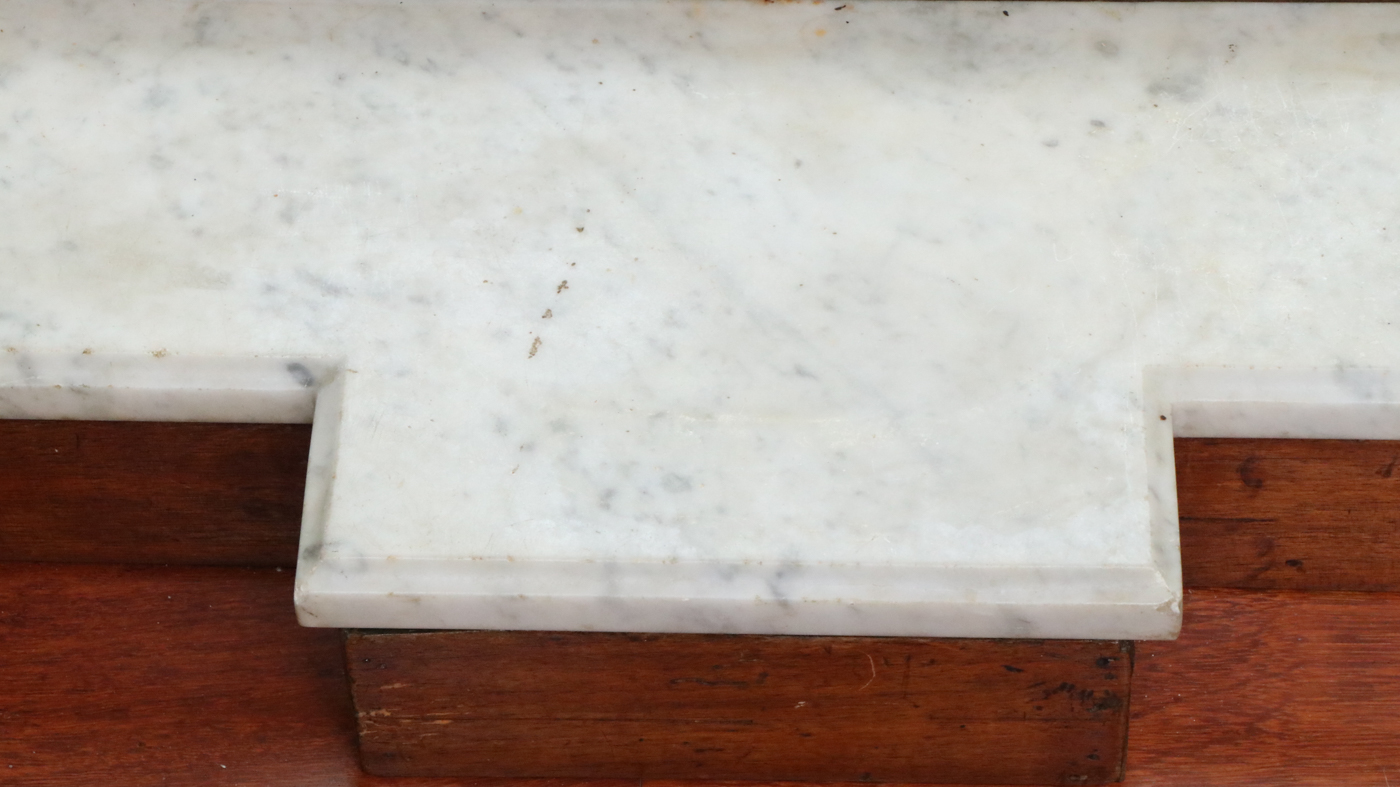 Victorian Walnut Renaissance Revival Pier Mirror with Marble Base, Late 19th C.