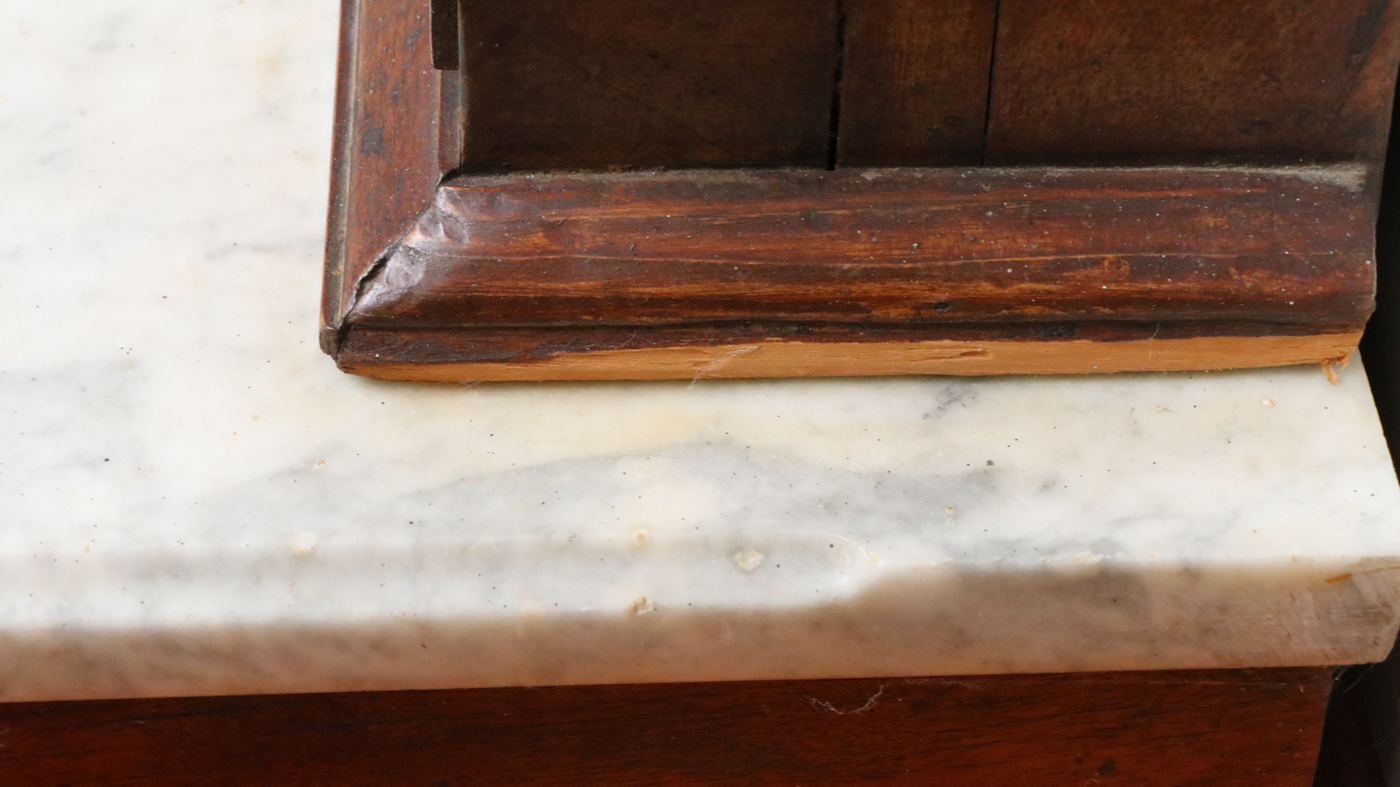 Victorian Walnut Renaissance Revival Pier Mirror with Marble Base, Late 19th C.