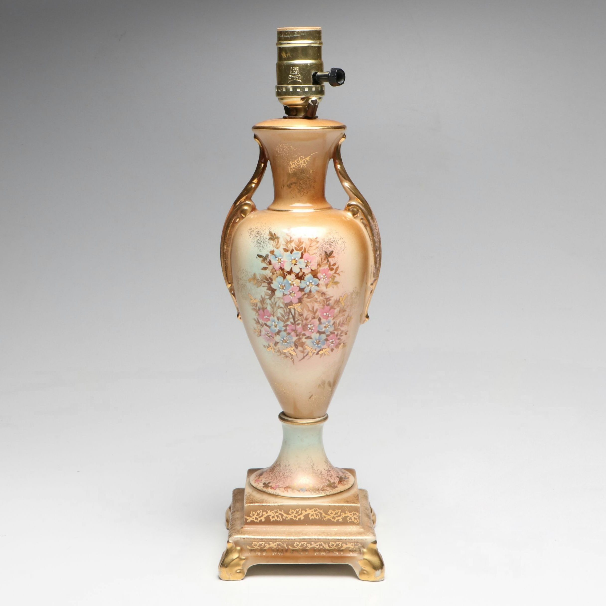Beckwith Hand-Painted Gilt Porcelain Urn Table Lamp, Early to Mid-20th Century