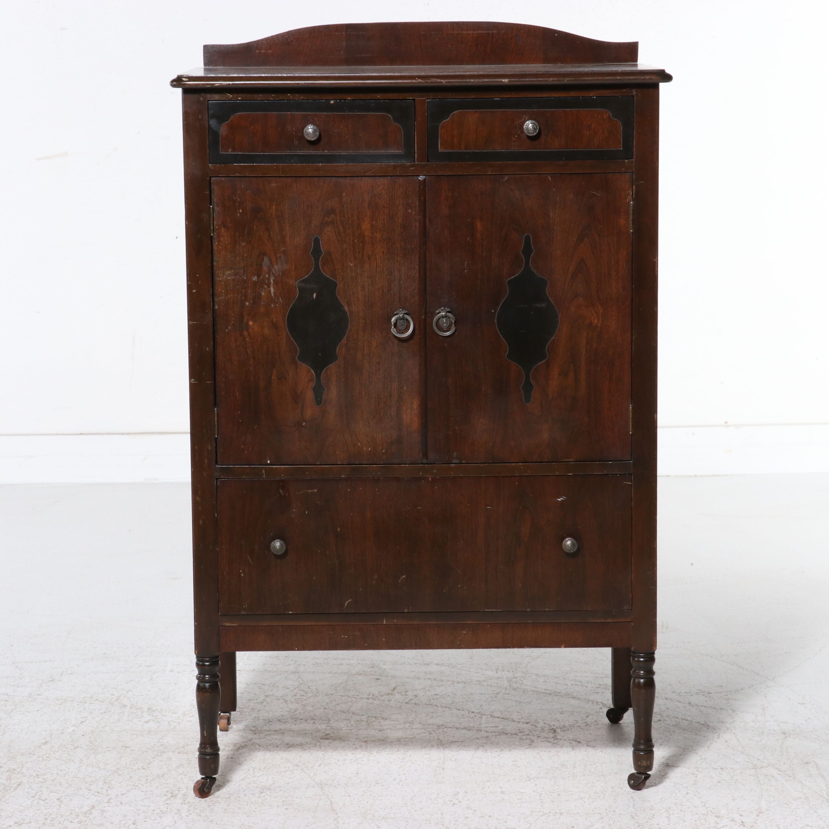 Late Victorian Walnut and Burl Veneer Chifferobe