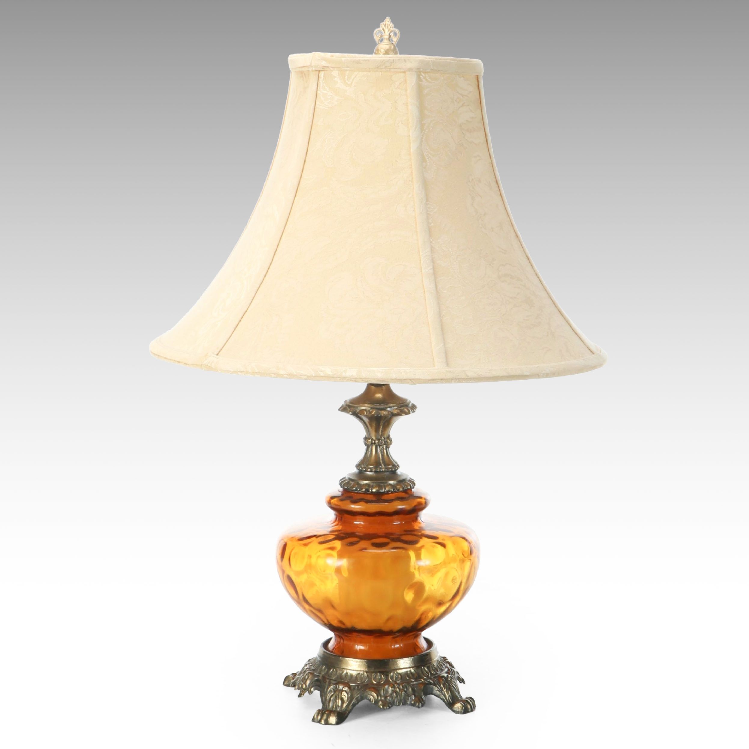 Amber Glass and Gilt Accented Table Lamp