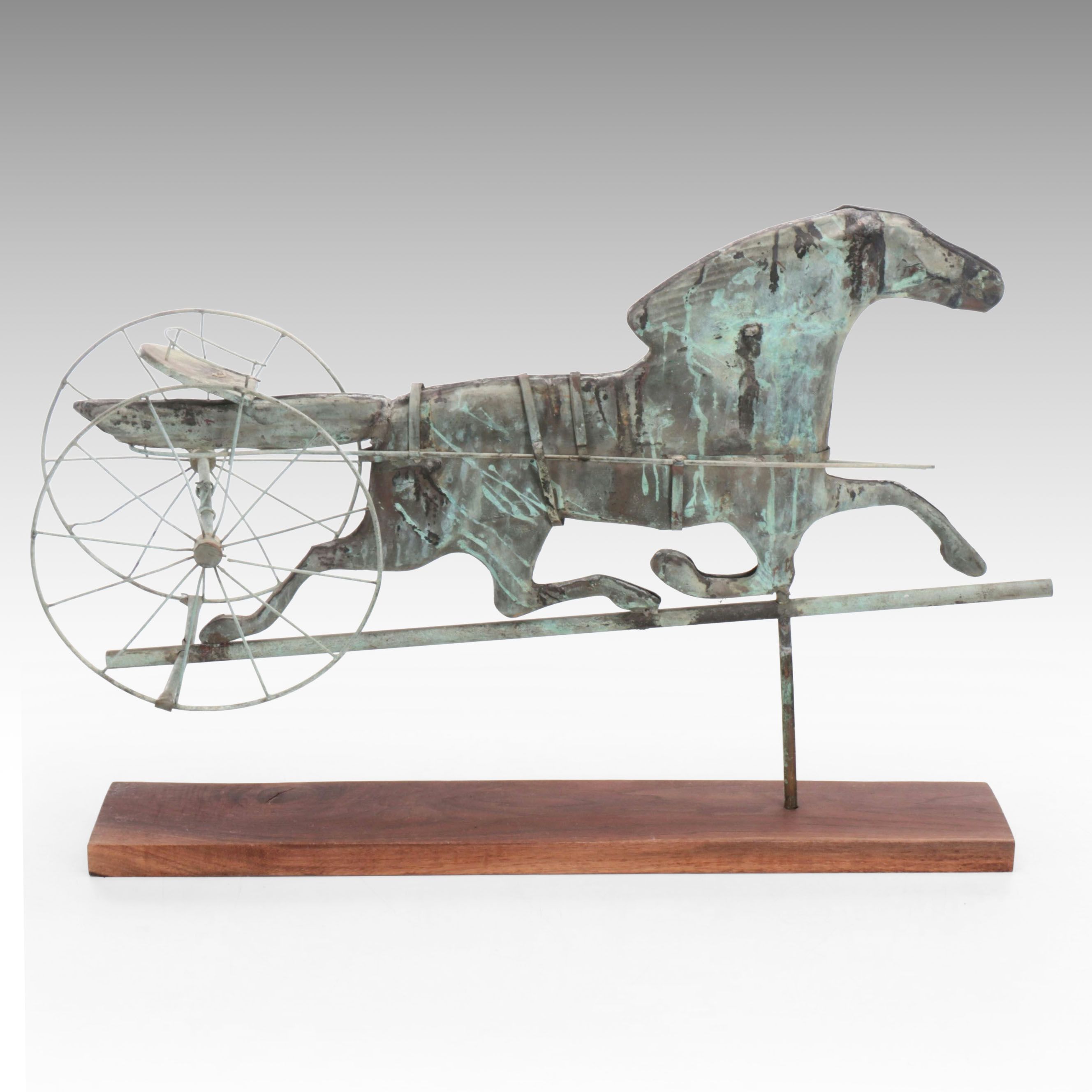 Folk Art Style Horse and Sulky Weathervane