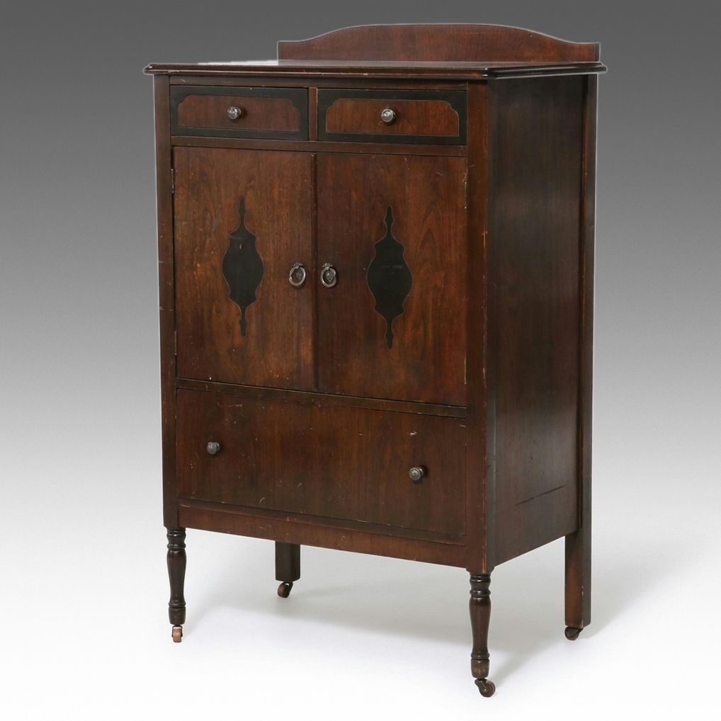 Late Victorian Walnut and Burl Veneer Chifferobe