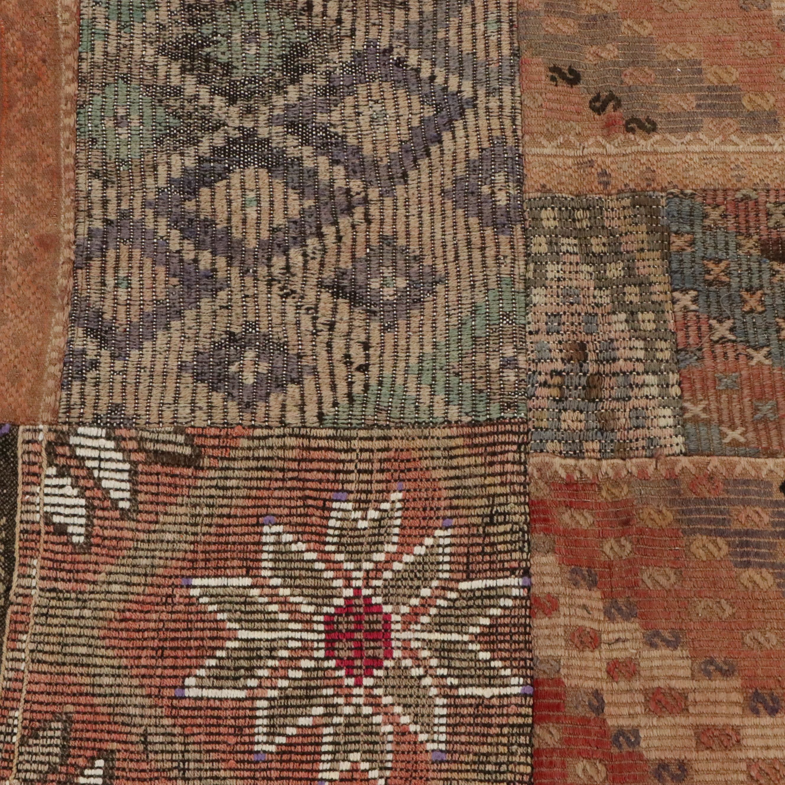 6'9 x 9'9 Mixed Process Patchwork Turkish Kilim Cicim Area Rug