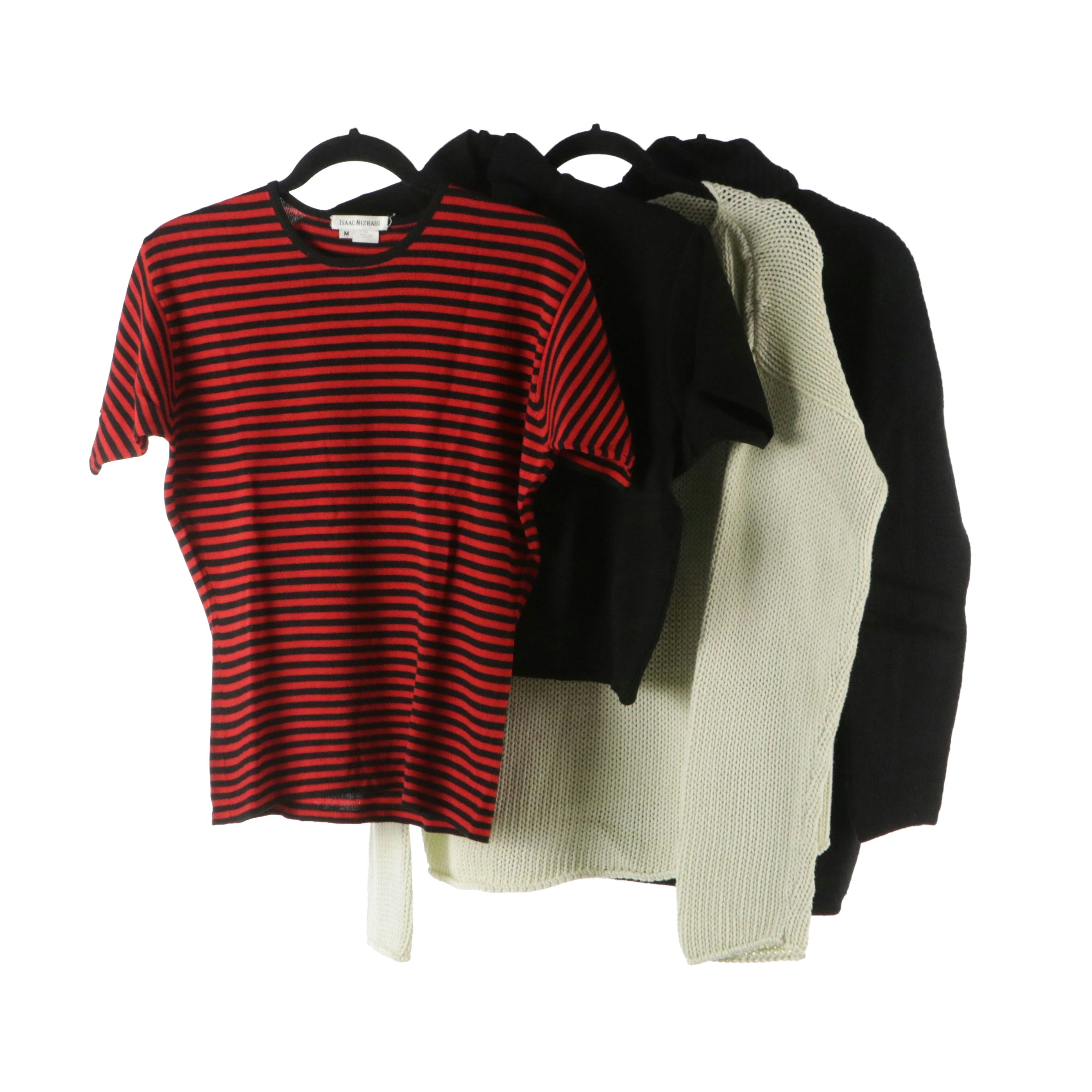 Isaac Mizrahi Knit Short Sleeve Sweaters, DKNY Cotton and Wool Knit Sweaters