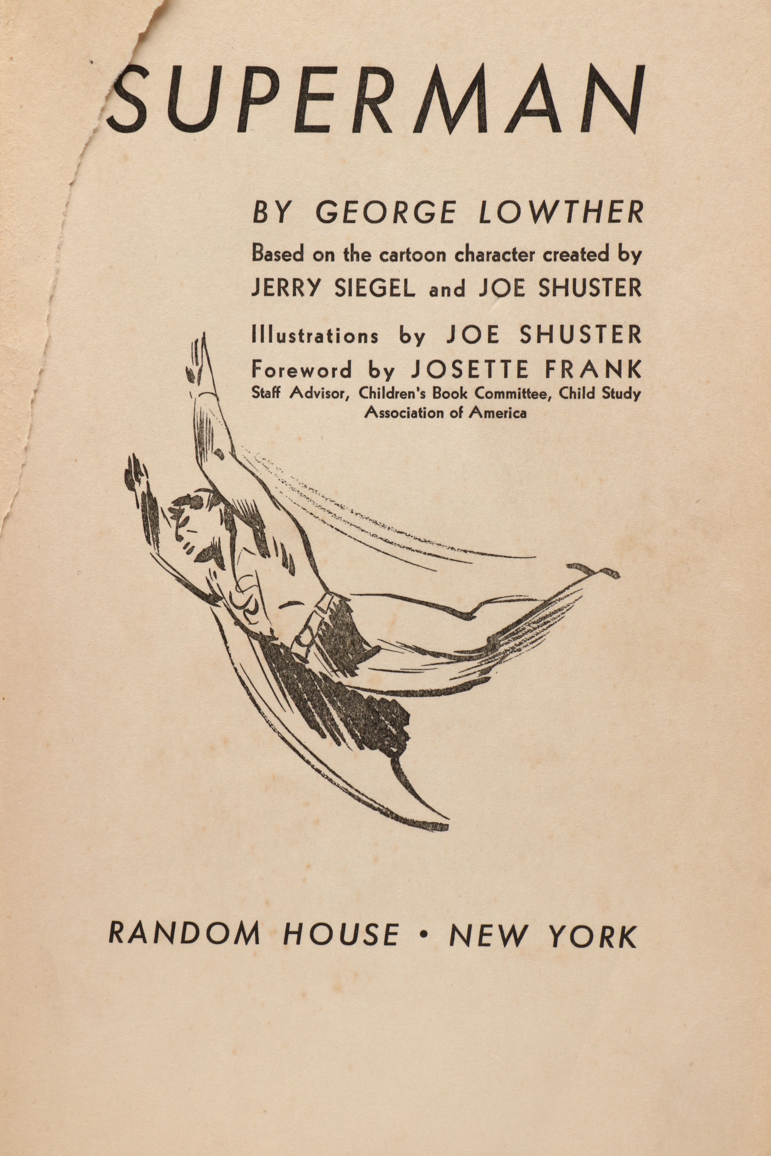 First Edition "Superman" by George Lowther, 1942