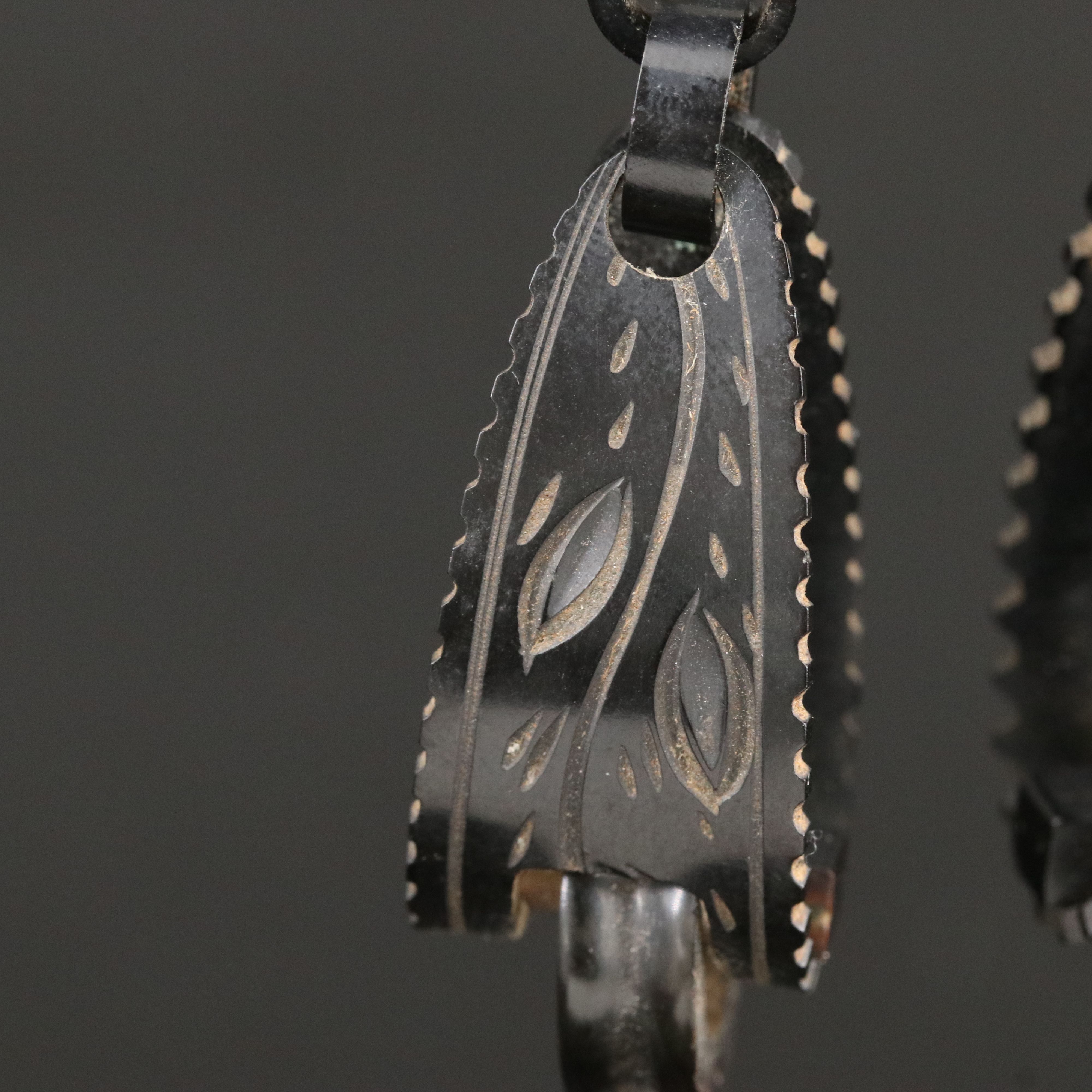 Victorian Carved Vulcanite and French Jet Earrings