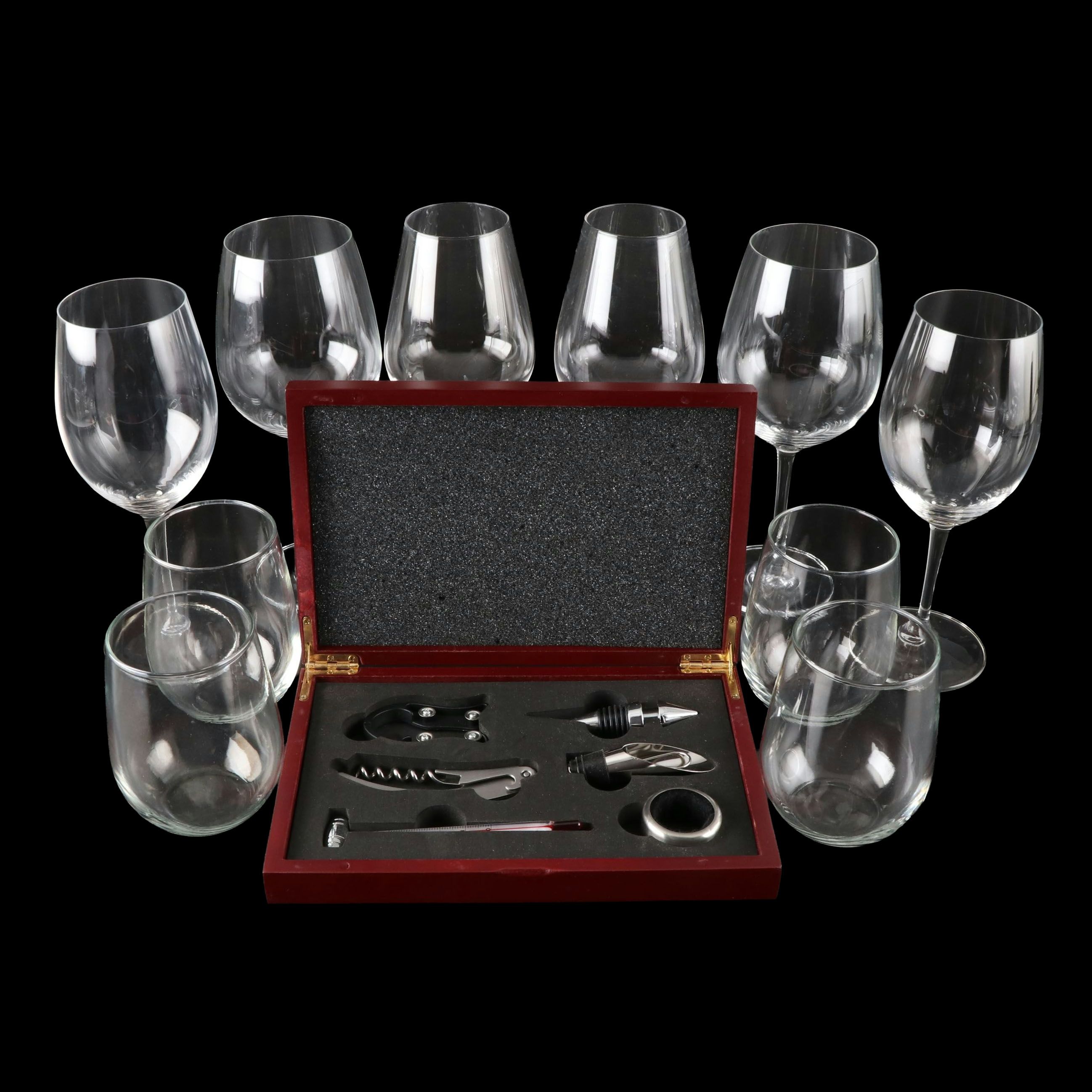 Wine Glasses with Wine Bottle Opener Set