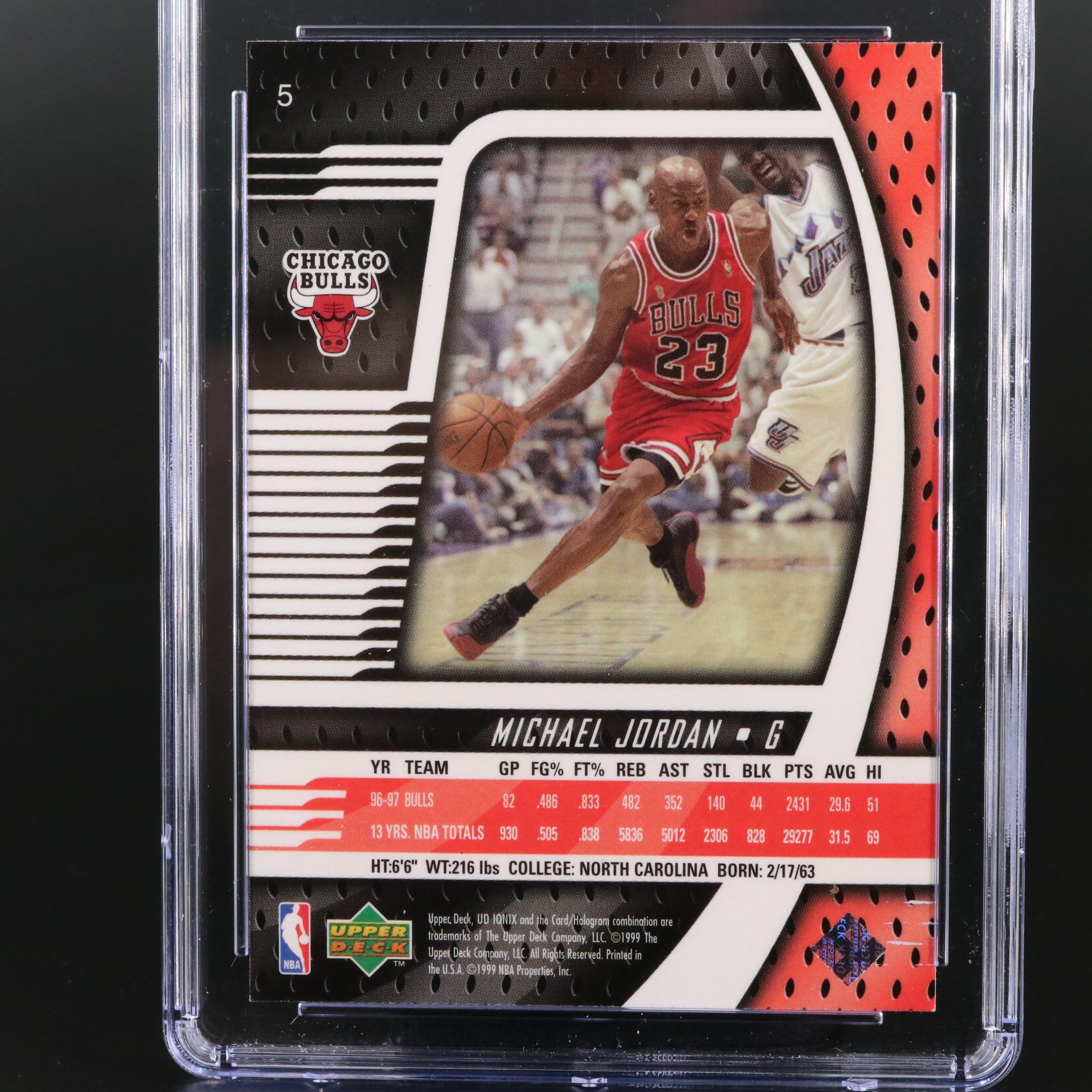 1998-99 Upper Deck Ionix Michael Jordan Chicago Bulls Card Graded CSG 9
