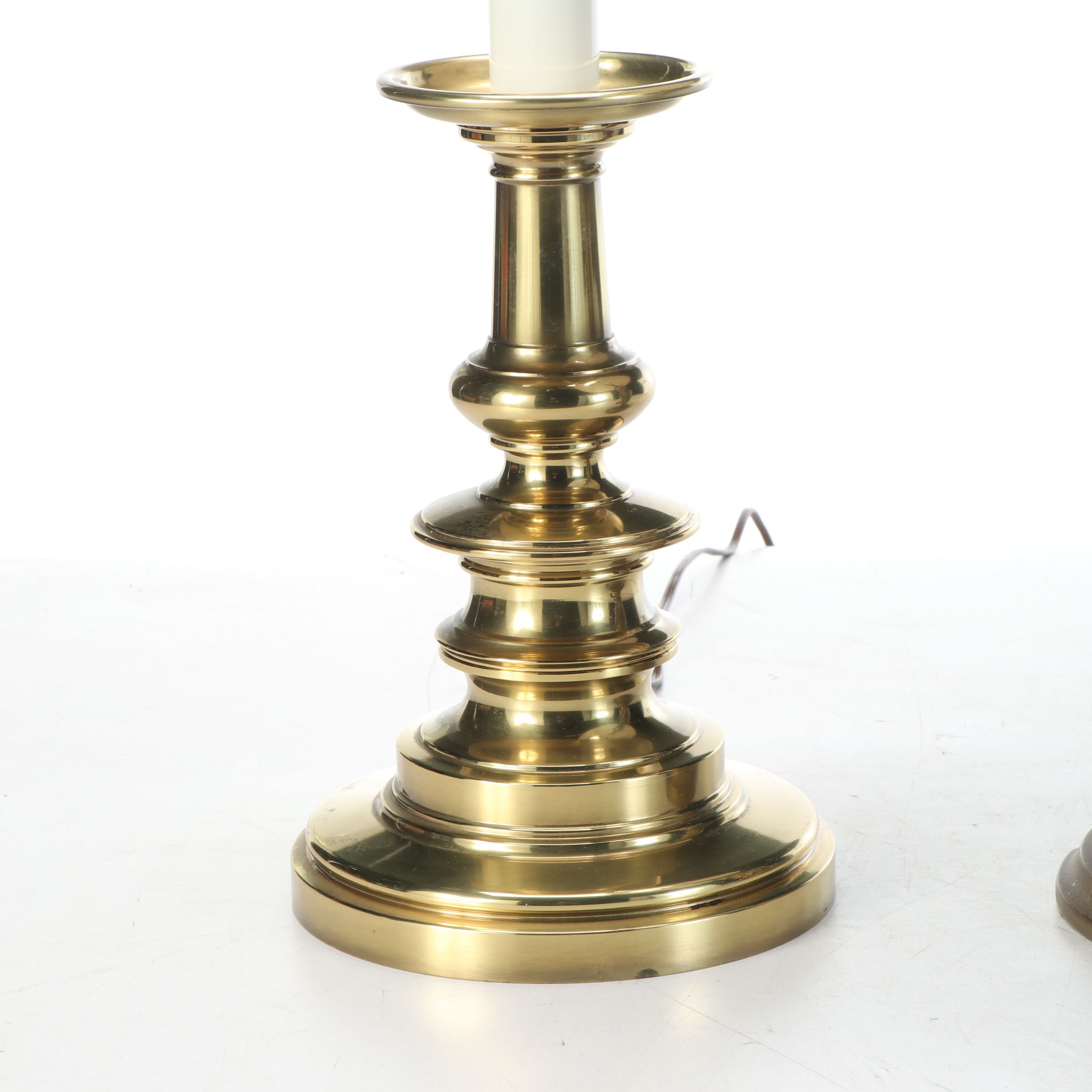 Neoclassical Style Cast Spelter Table Lamp with Other Brass Finish Turned Lamps