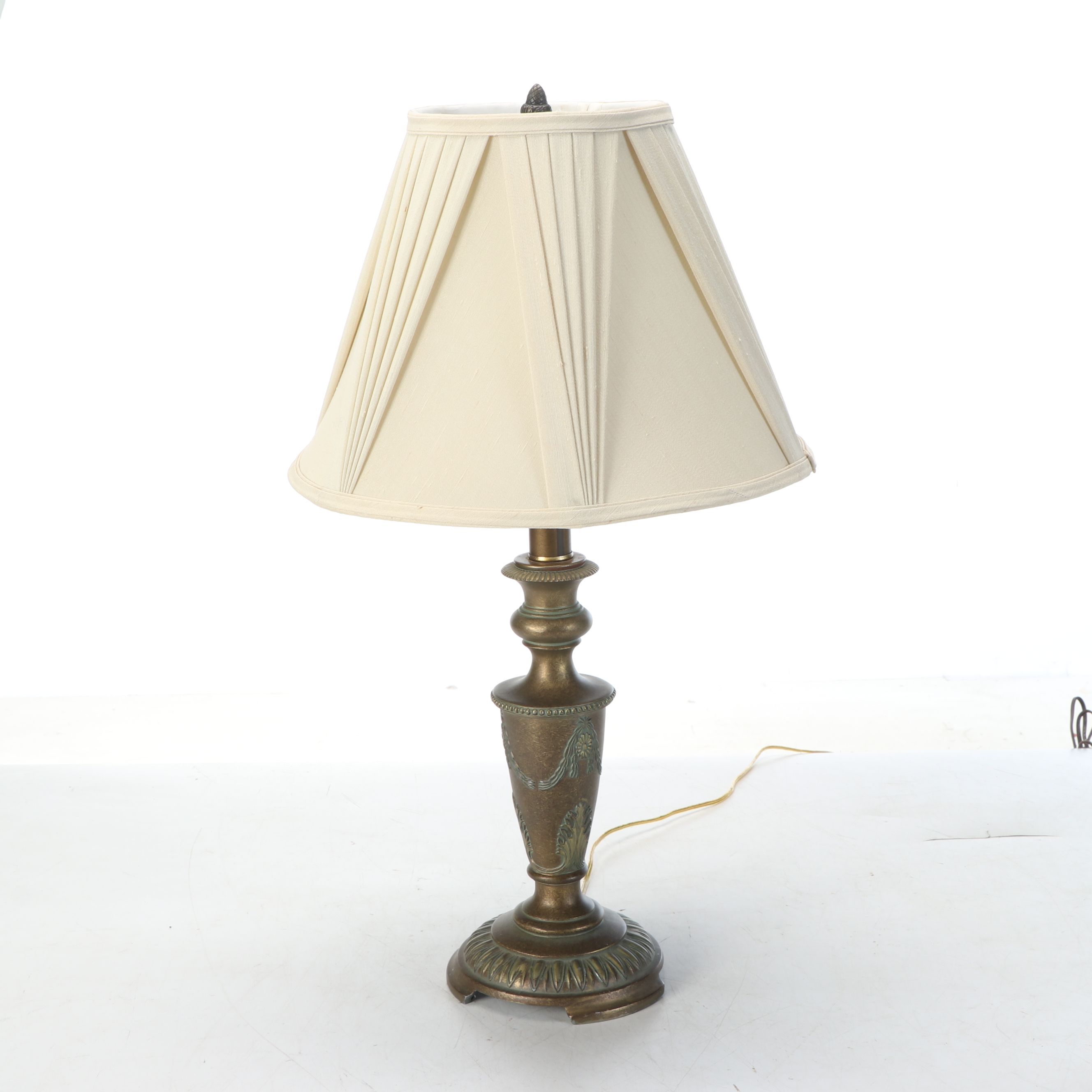 Neoclassical Style Cast Spelter Table Lamp with Other Brass Finish Turned Lamps
