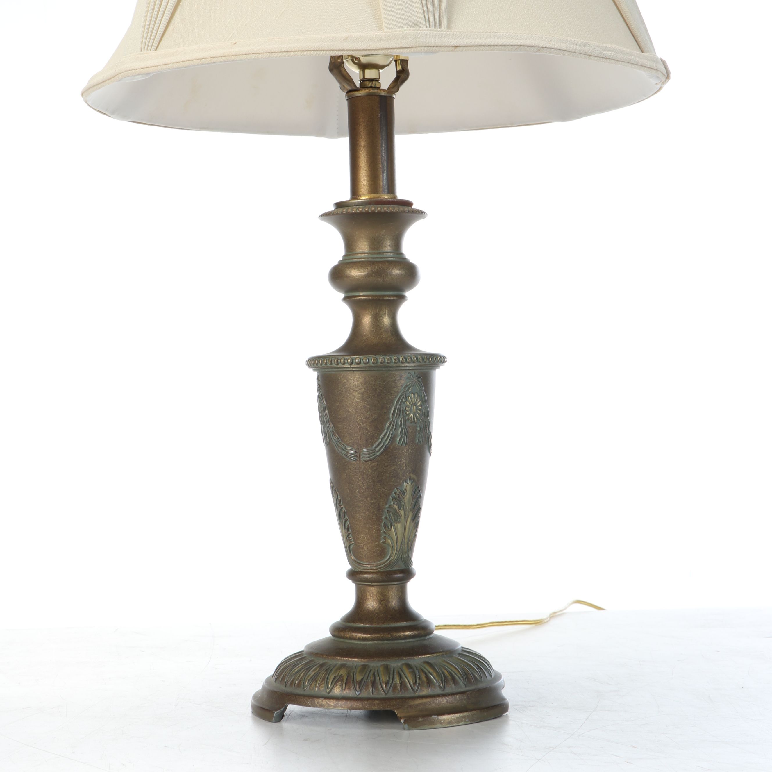 Neoclassical Style Cast Spelter Table Lamp with Other Brass Finish Turned Lamps
