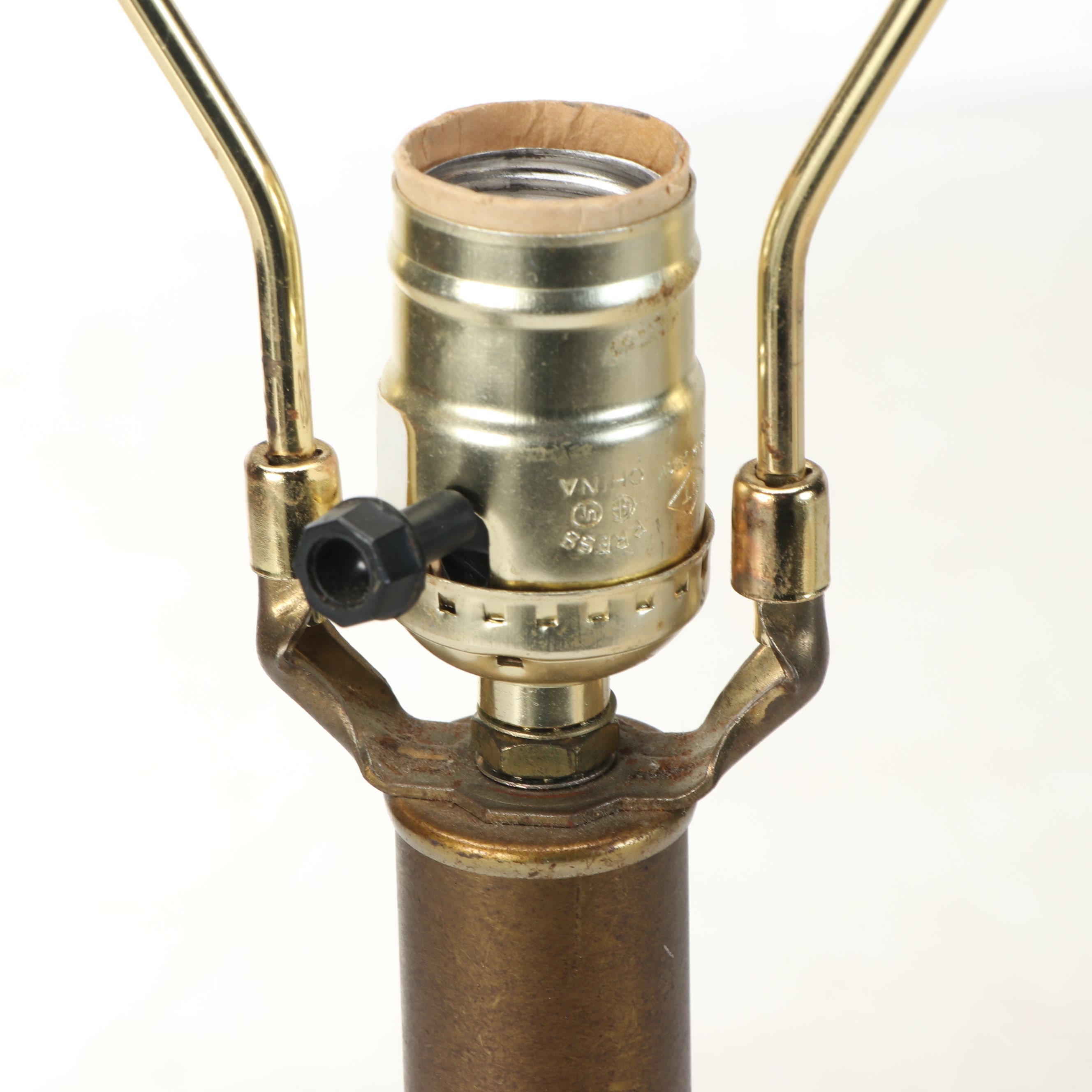 Neoclassical Style Cast Spelter Table Lamp with Other Brass Finish Turned Lamps