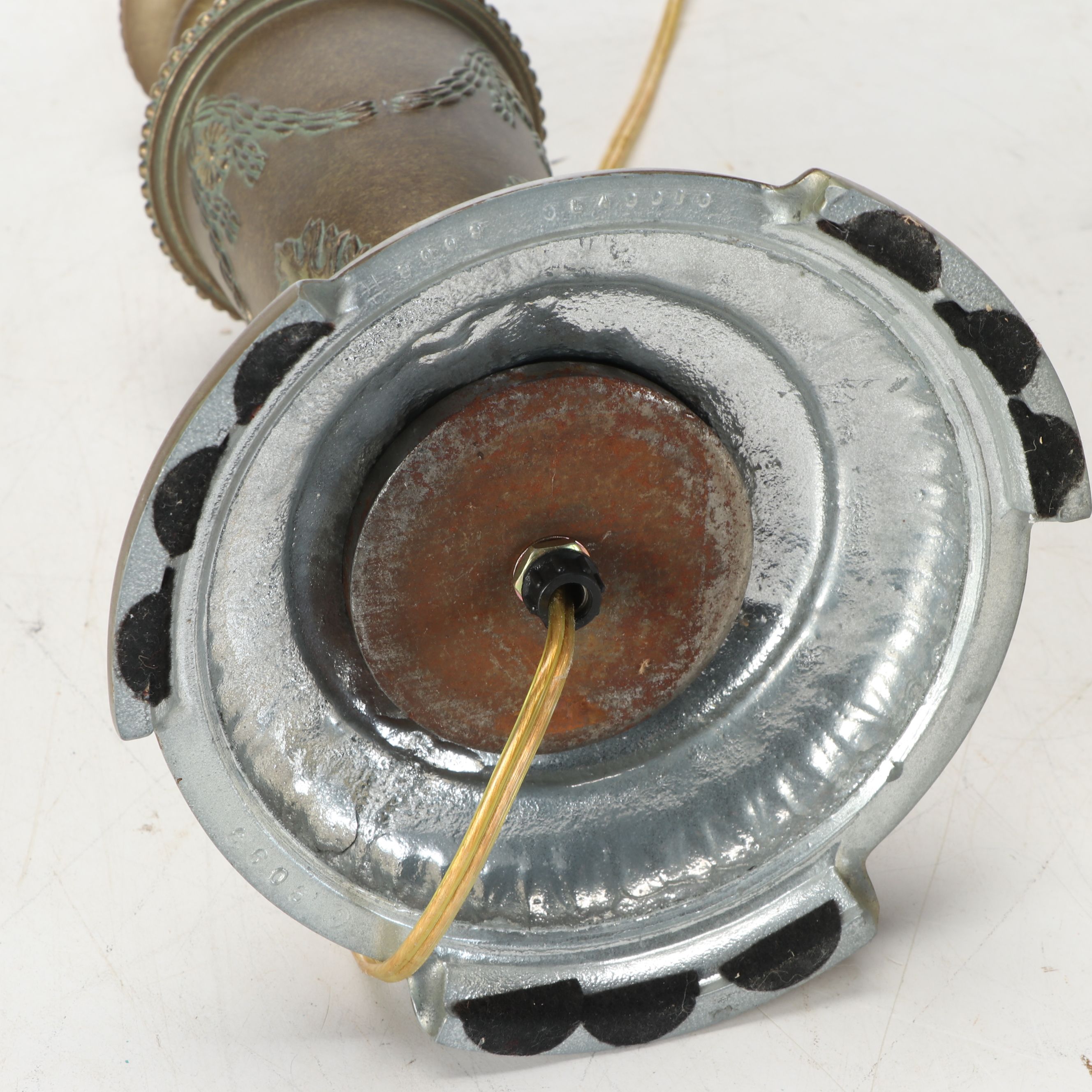 Neoclassical Style Cast Spelter Table Lamp with Other Brass Finish Turned Lamps