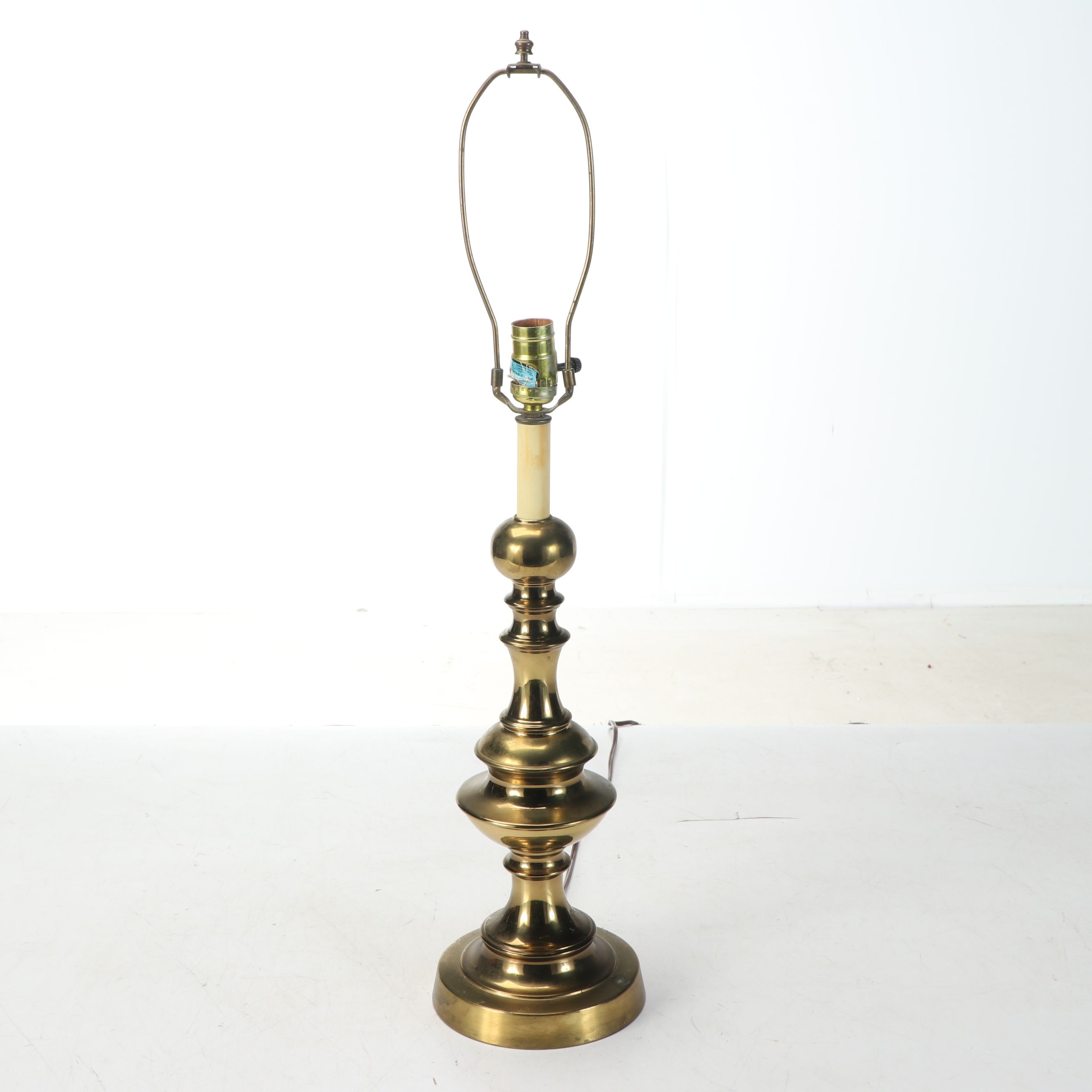 Neoclassical Style Cast Spelter Table Lamp with Other Brass Finish Turned Lamps