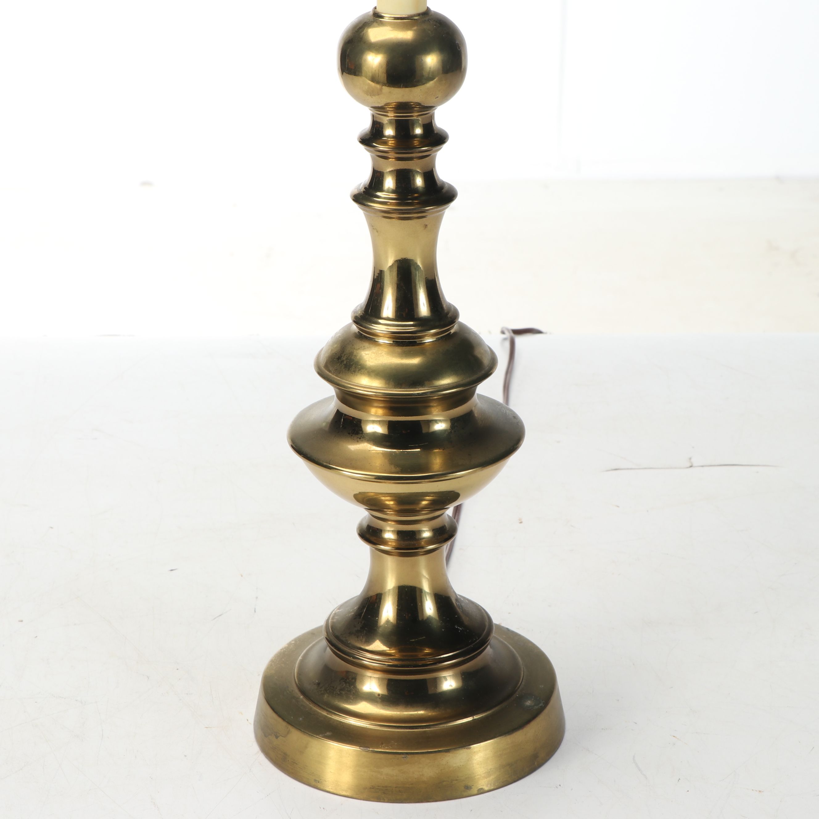 Neoclassical Style Cast Spelter Table Lamp with Other Brass Finish Turned Lamps