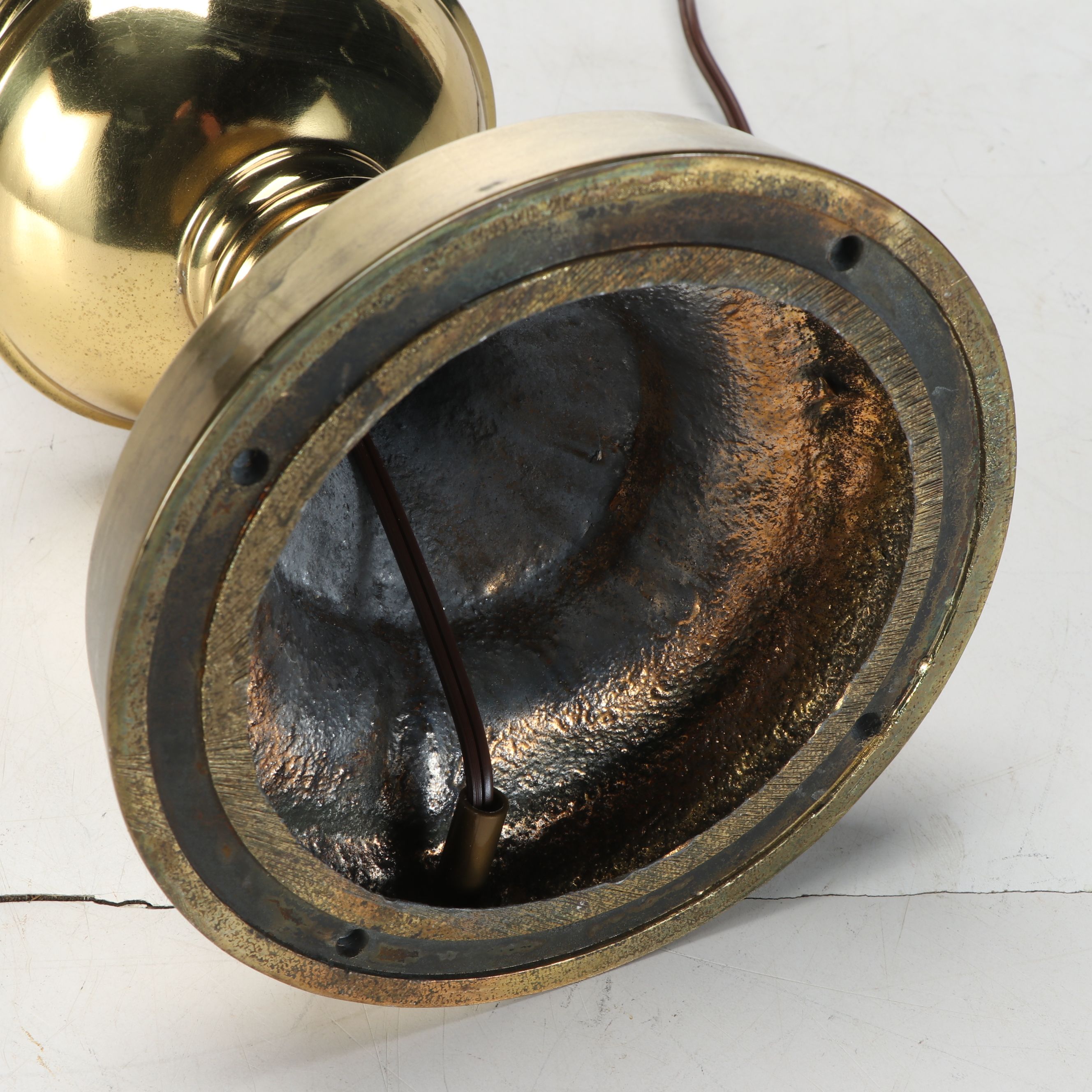 Neoclassical Style Cast Spelter Table Lamp with Other Brass Finish Turned Lamps