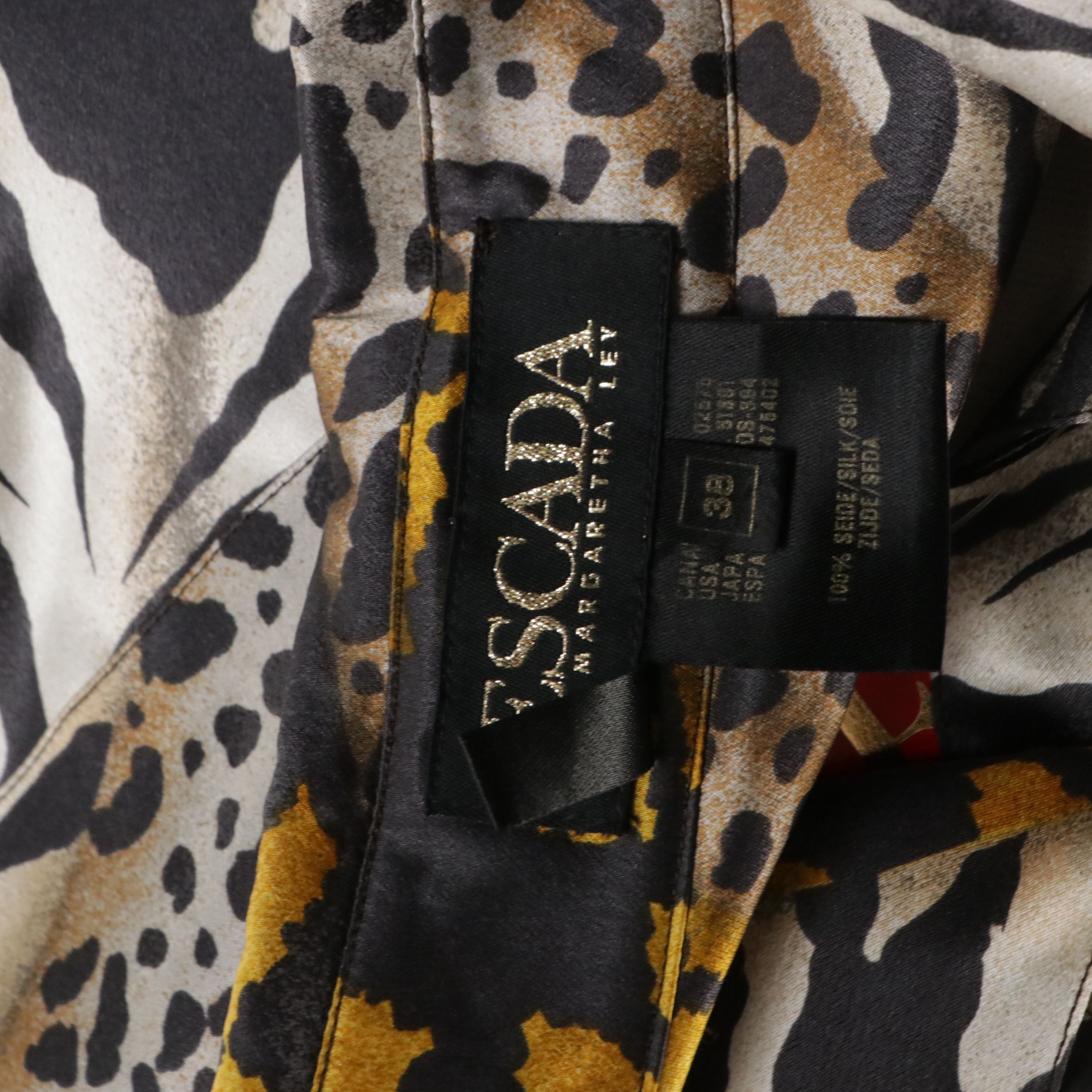 Escada Animal Print Silk Blouse and Wool Blend Three-Piece Skirt Suit, With Tags