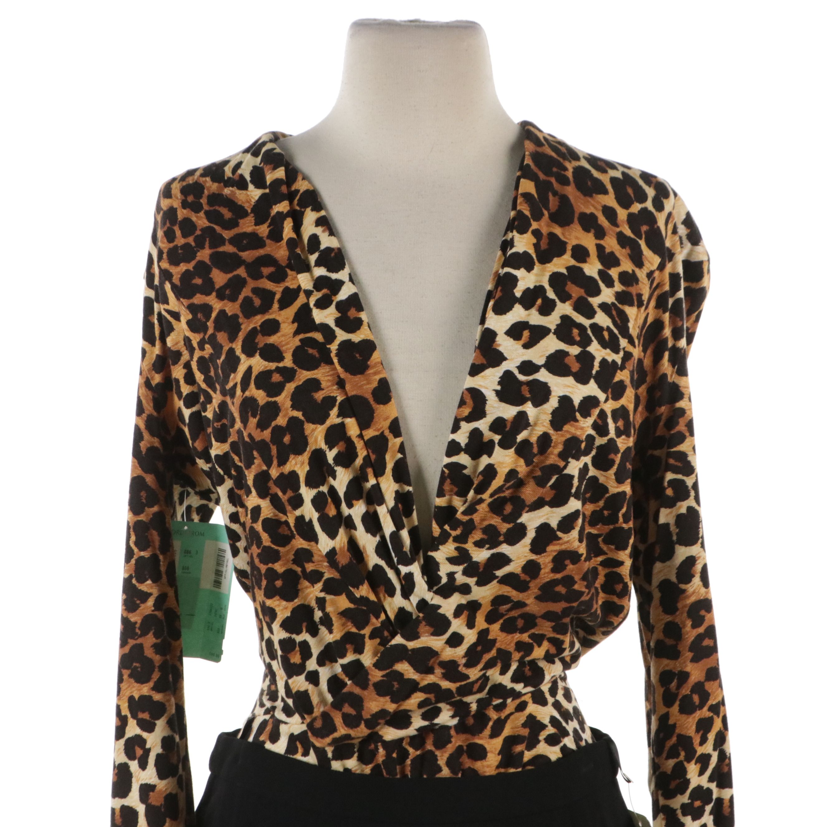 Escada Animal Print Silk Blouse and Wool Blend Three-Piece Skirt Suit, With Tags