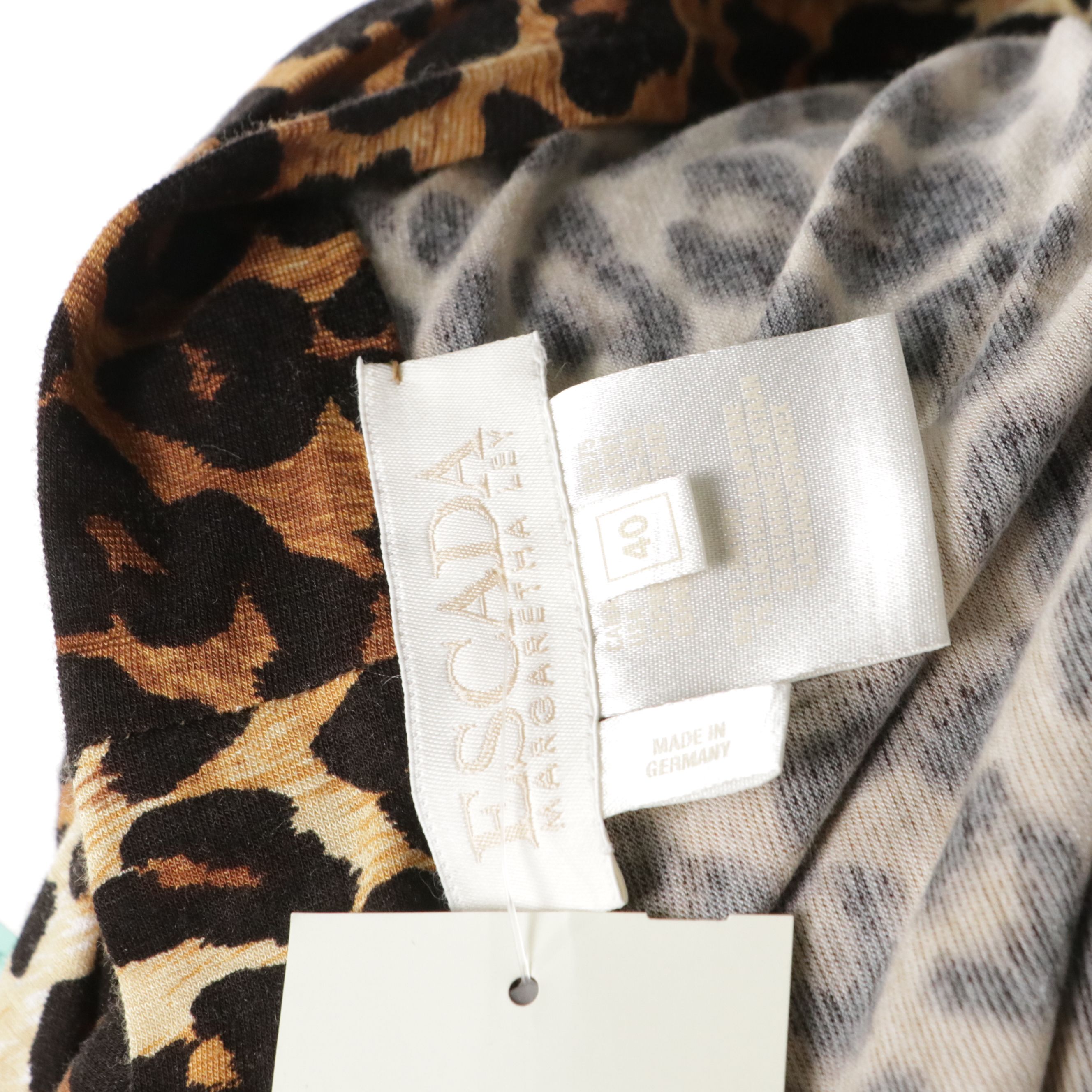 Escada Animal Print Silk Blouse and Wool Blend Three-Piece Skirt Suit, With Tags