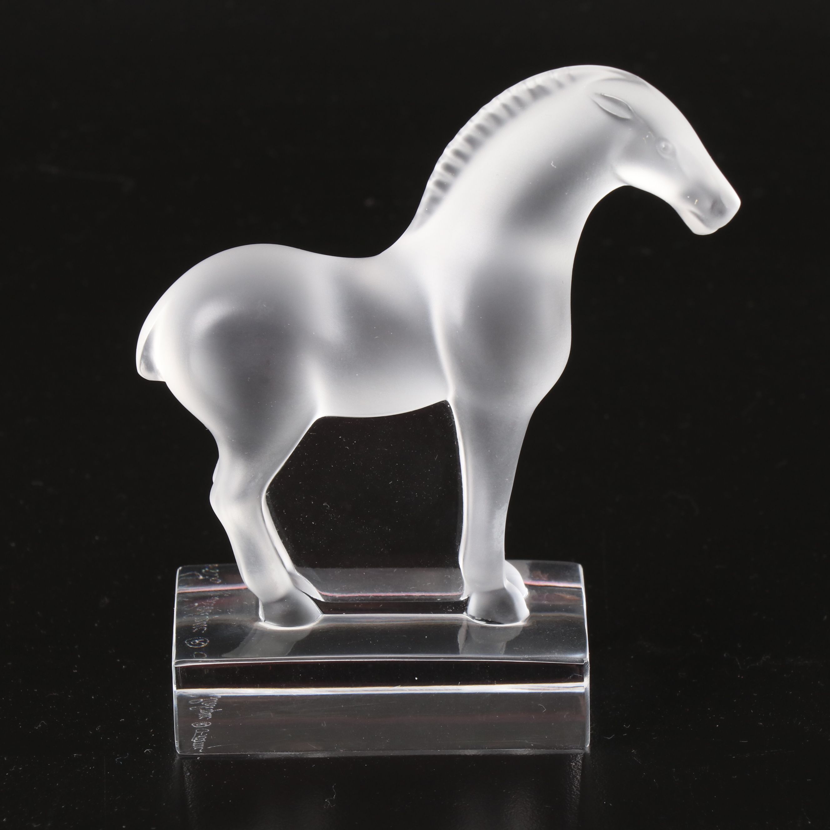 Lalique "Cheval Tang" Frosted and Clear Crystal Horse Figurine