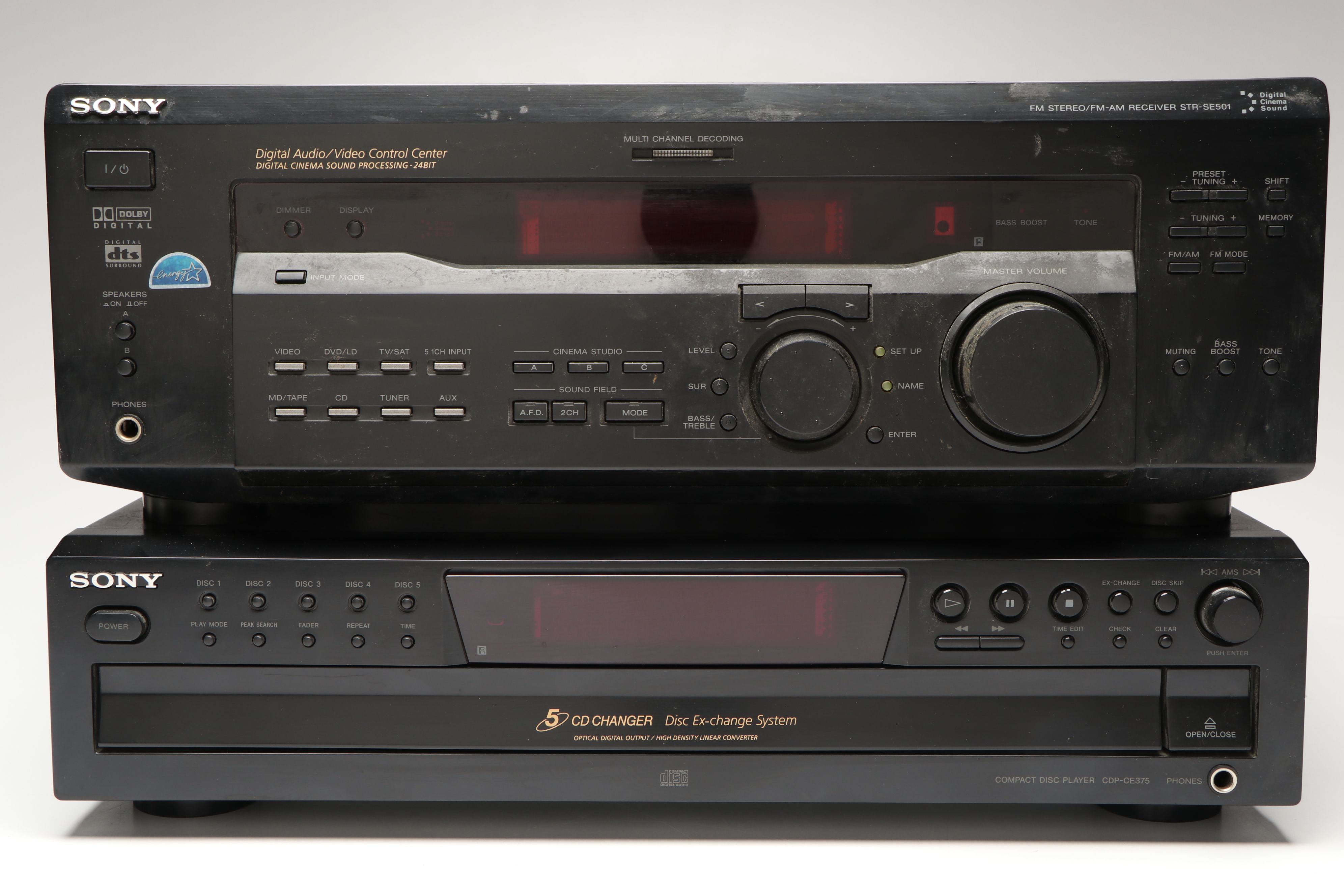Sony 5 CD Changer and Sony A/V Control Center with RCA Speakers