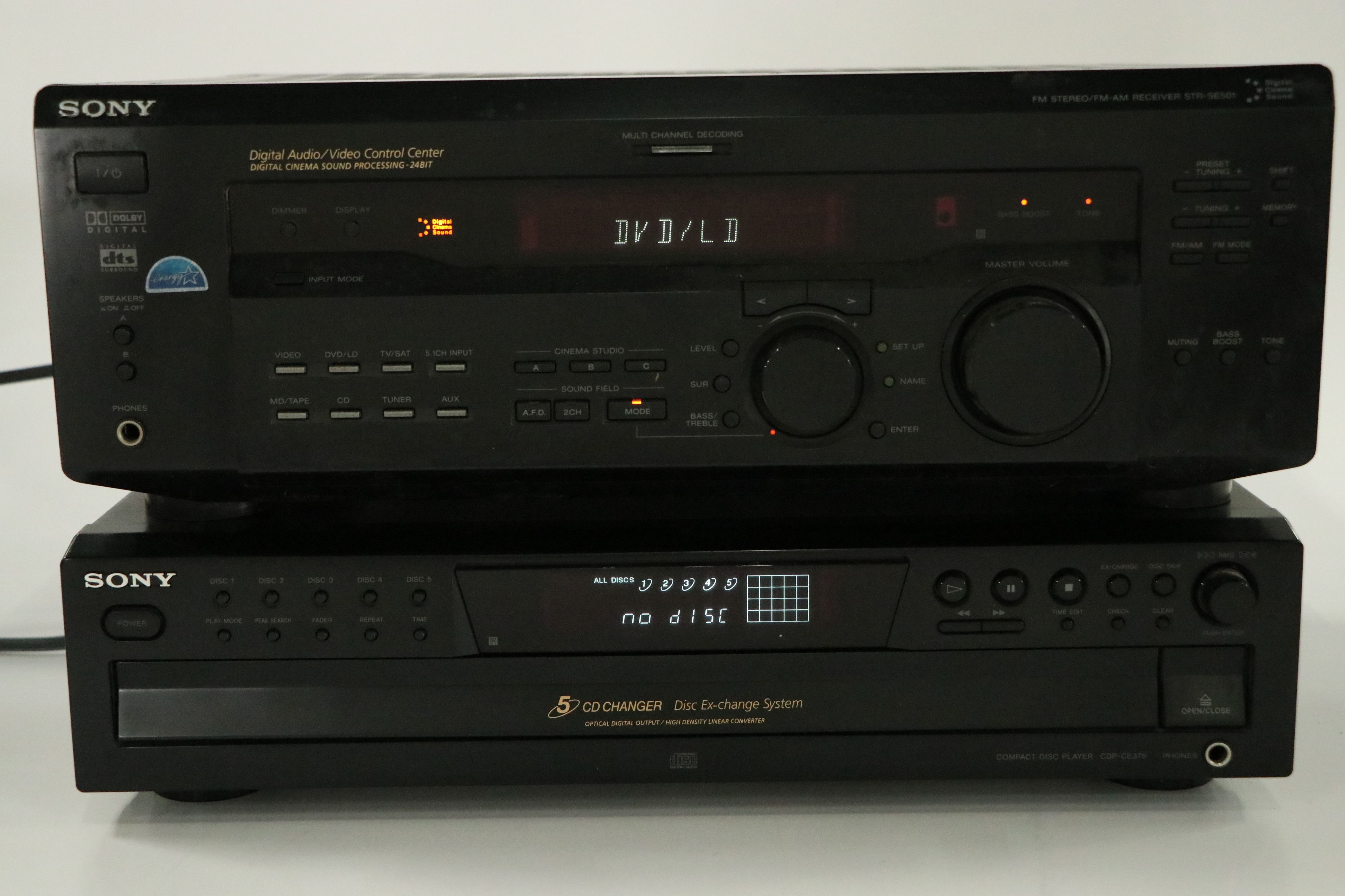 Sony 5 CD Changer and Sony A/V Control Center with RCA Speakers