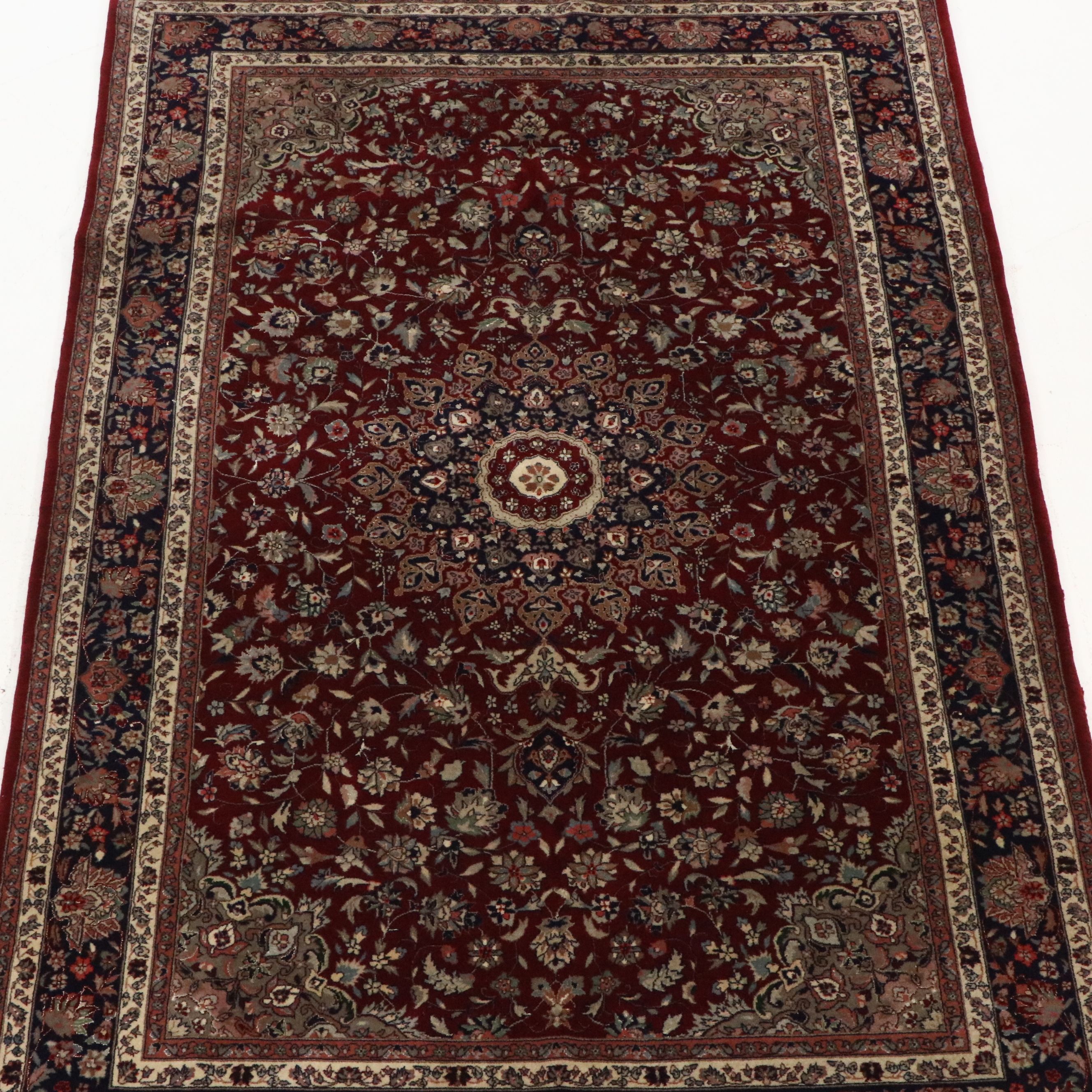 5'10 x 9' Hand-Knotted Persian Kashan Area Rug